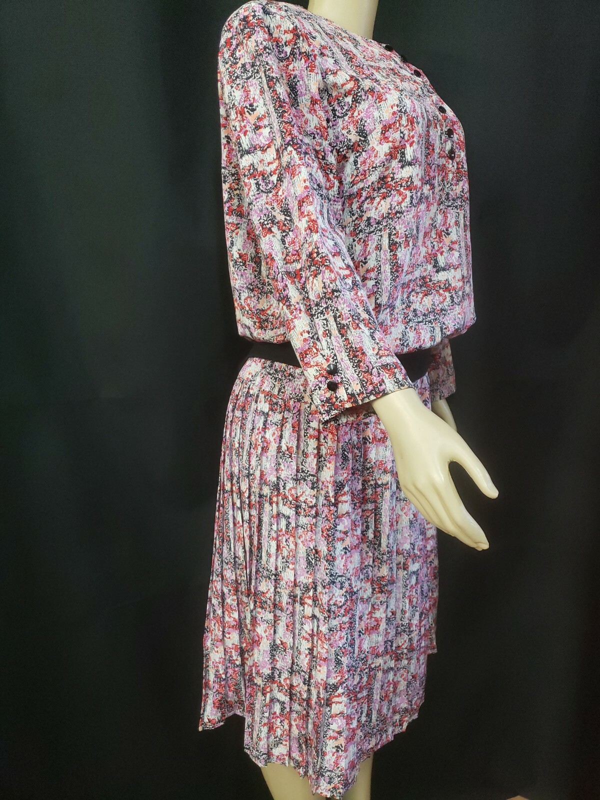 DG California VTG Skirt Suit DRESS Women’s Sz M? PINK MULTICOLOR POLYESTER #W2
