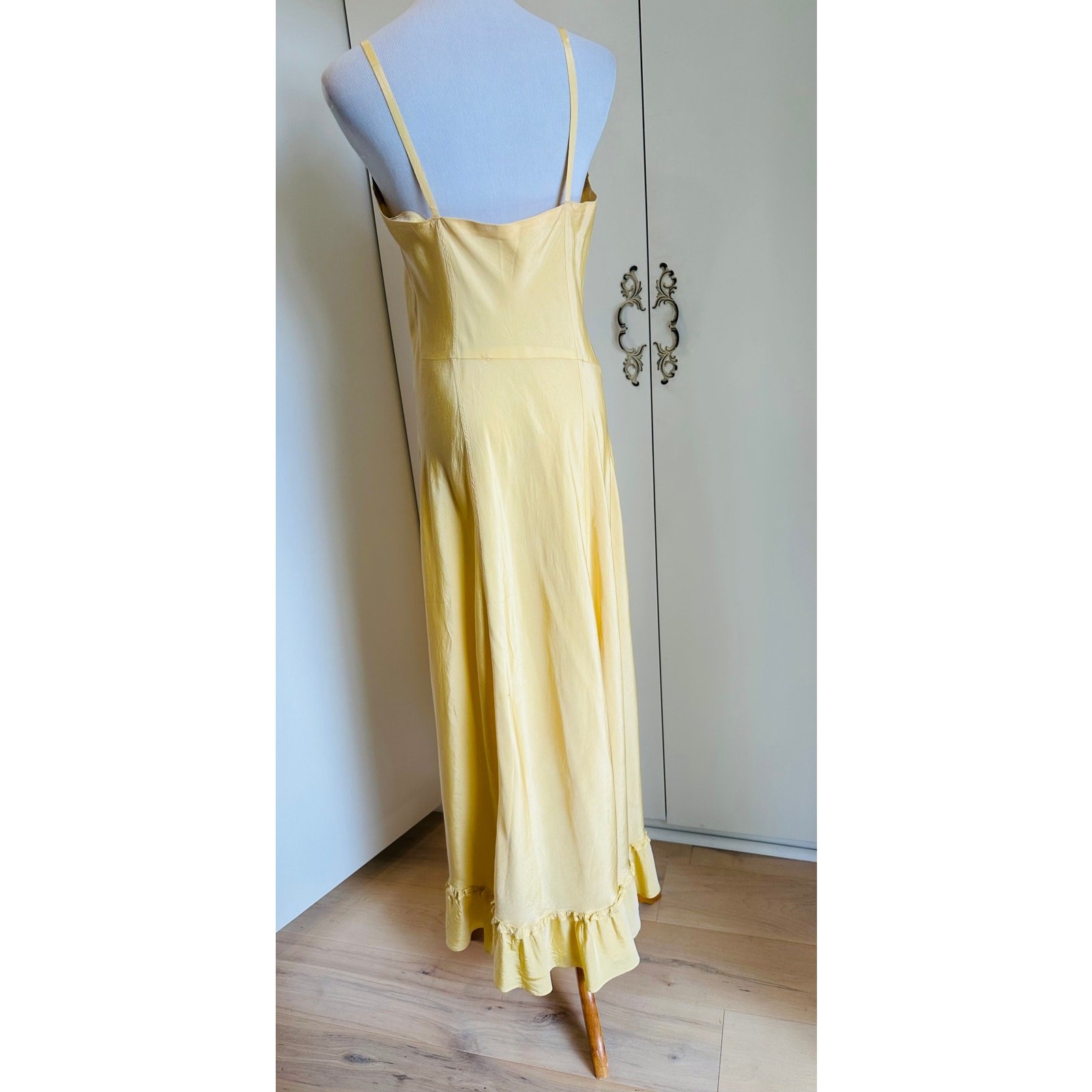 Antique 40s Buttercream Yellow slip dress Maxis SZ M/8 Soft Girl Coquette