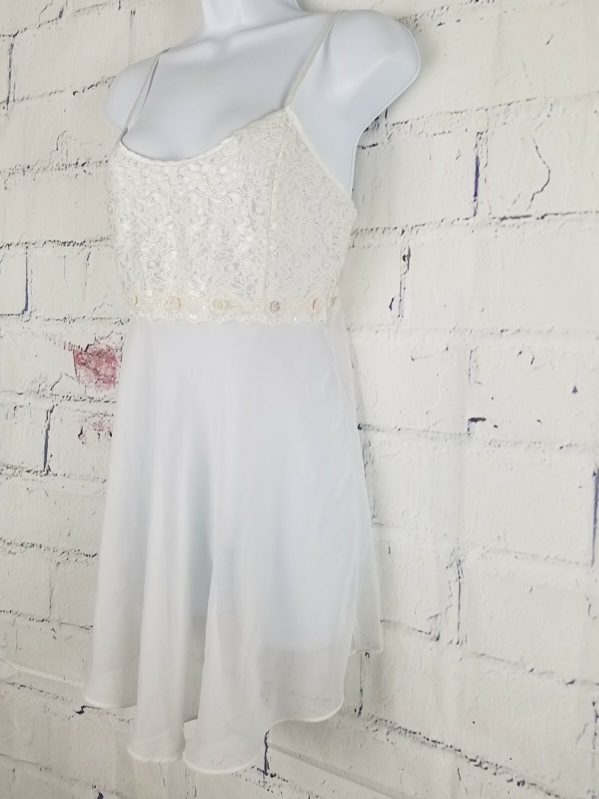Etonne by Sarah Richards Vintage White Negligee Short size Medium Lace Bodice