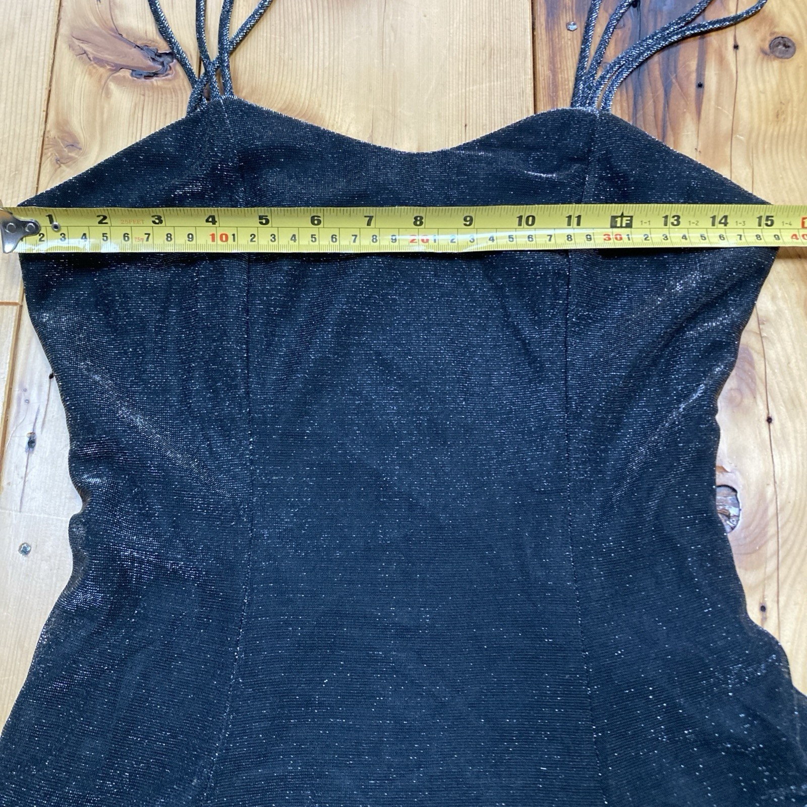 Vtg Jay Jacobs Mini Formal Dress XS-S Black Spaghetti Strap Stretch V-Neck Read!