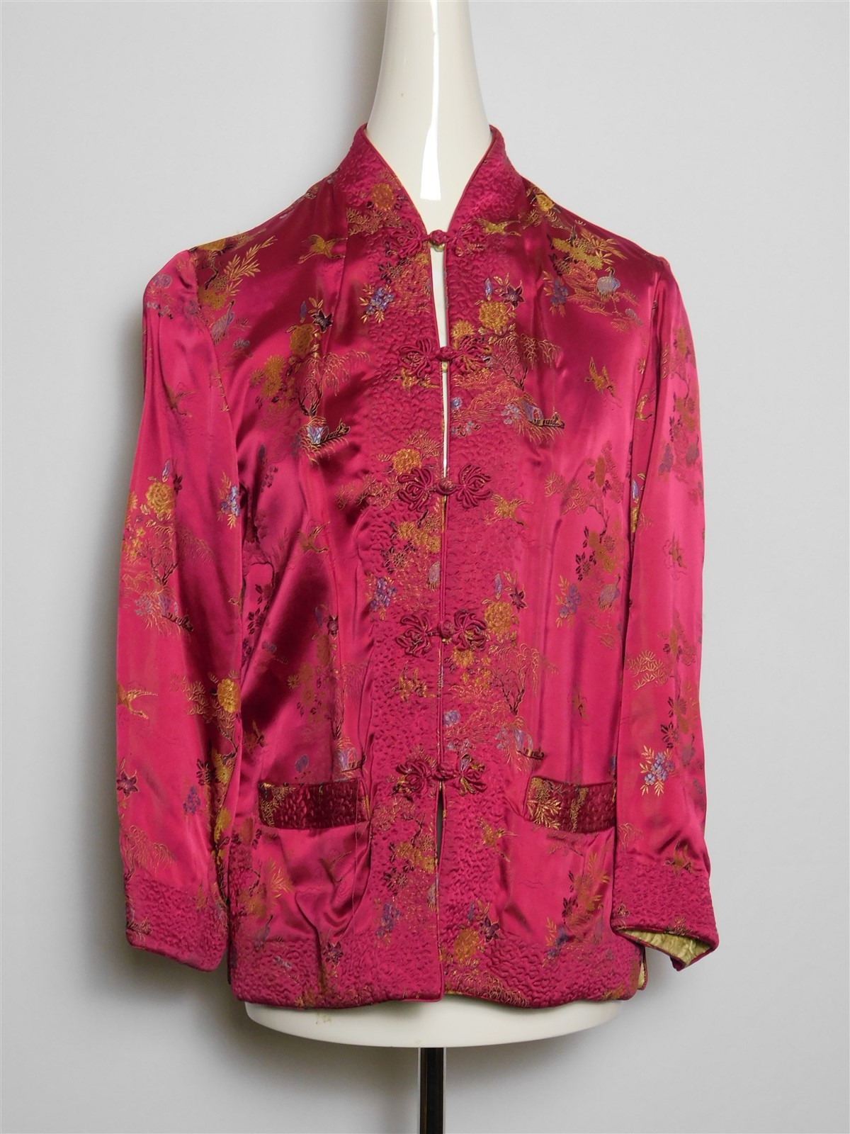 Vintage 1960s Women’s Reversible Qipao Button Silk Chinese Embellished Jacket