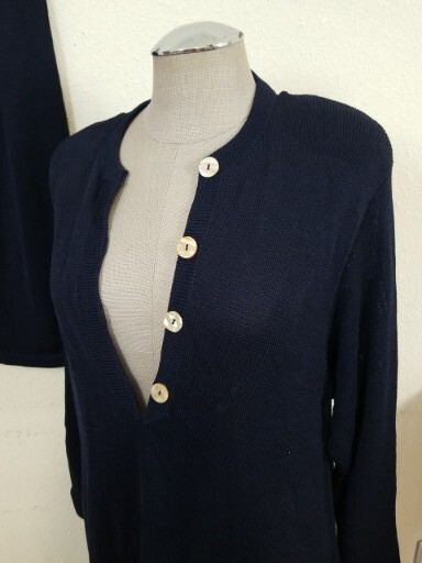 VTG John Patrick For Geoda Design Knit Skirt/ Top Navy Set