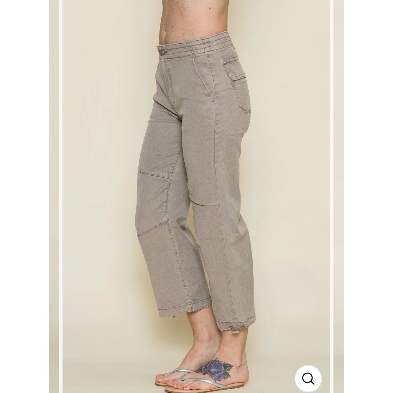 PAIGE womens Reid Jogger Vintage Moss Taupe Jogger Cropped Jean 28