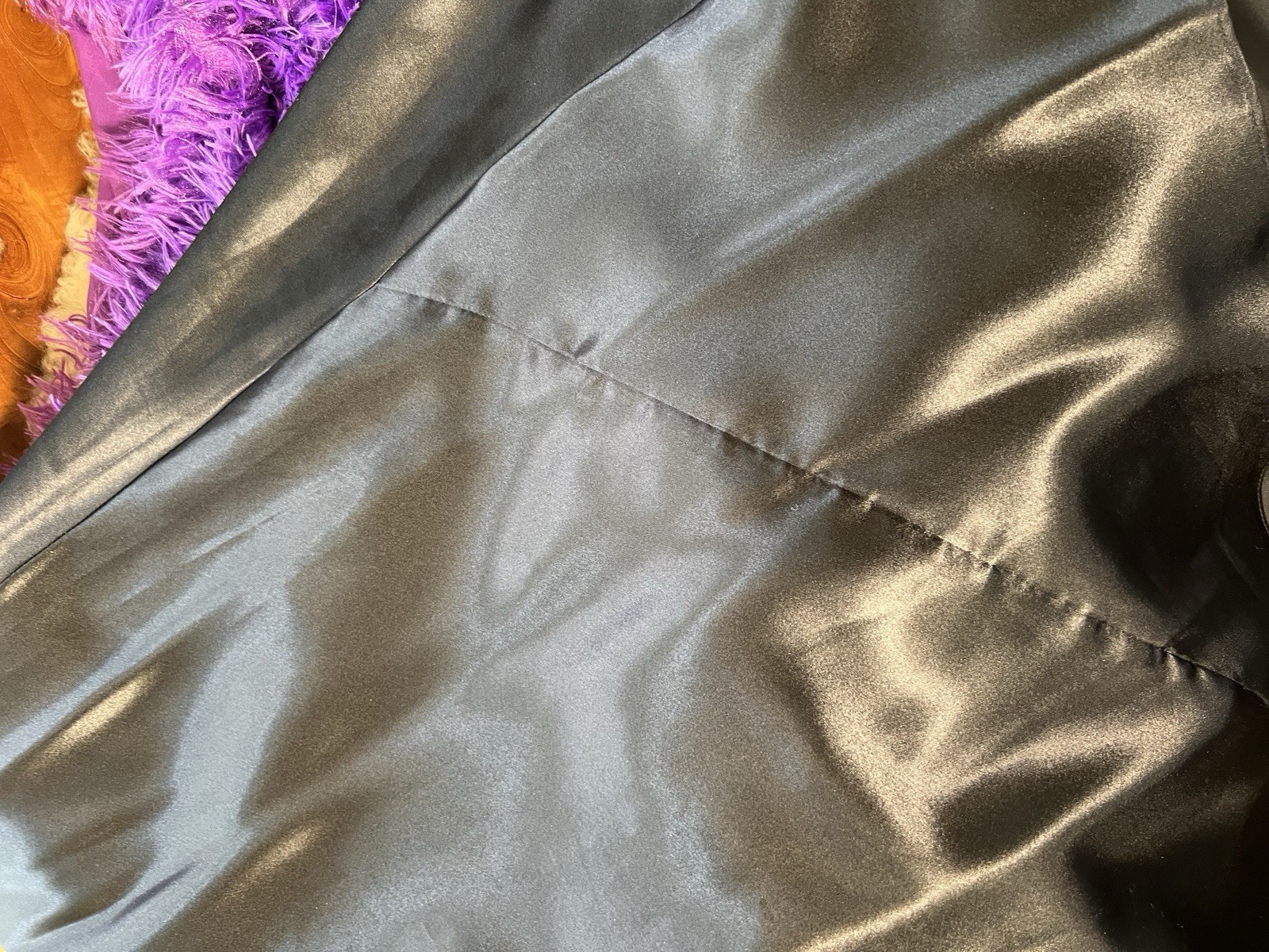 VTG sequin bias cut Silky Cacique Long BLACK EMPIRE SPLIT LINGERIE NIGHT GOWN L