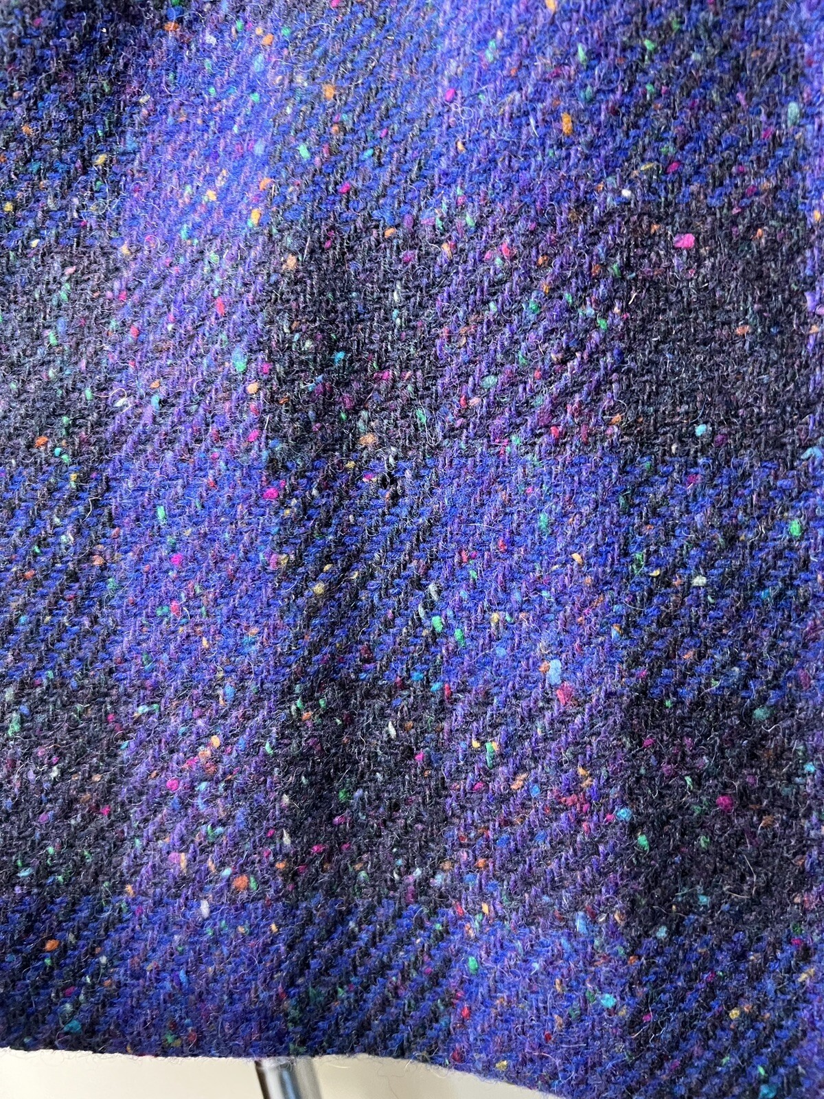 Vintage Jimmy Hourihan Sz 8 Purple Plaid Long Coat Wool Speckle Tweed Ireland