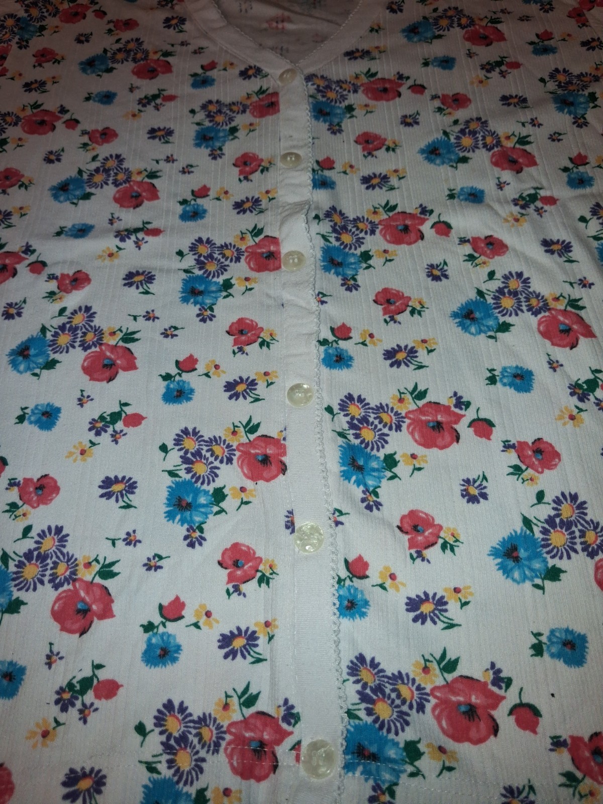 Vintage 90s Global Gold Plus Size 2x White Floral Scalloped edge Blouse Top