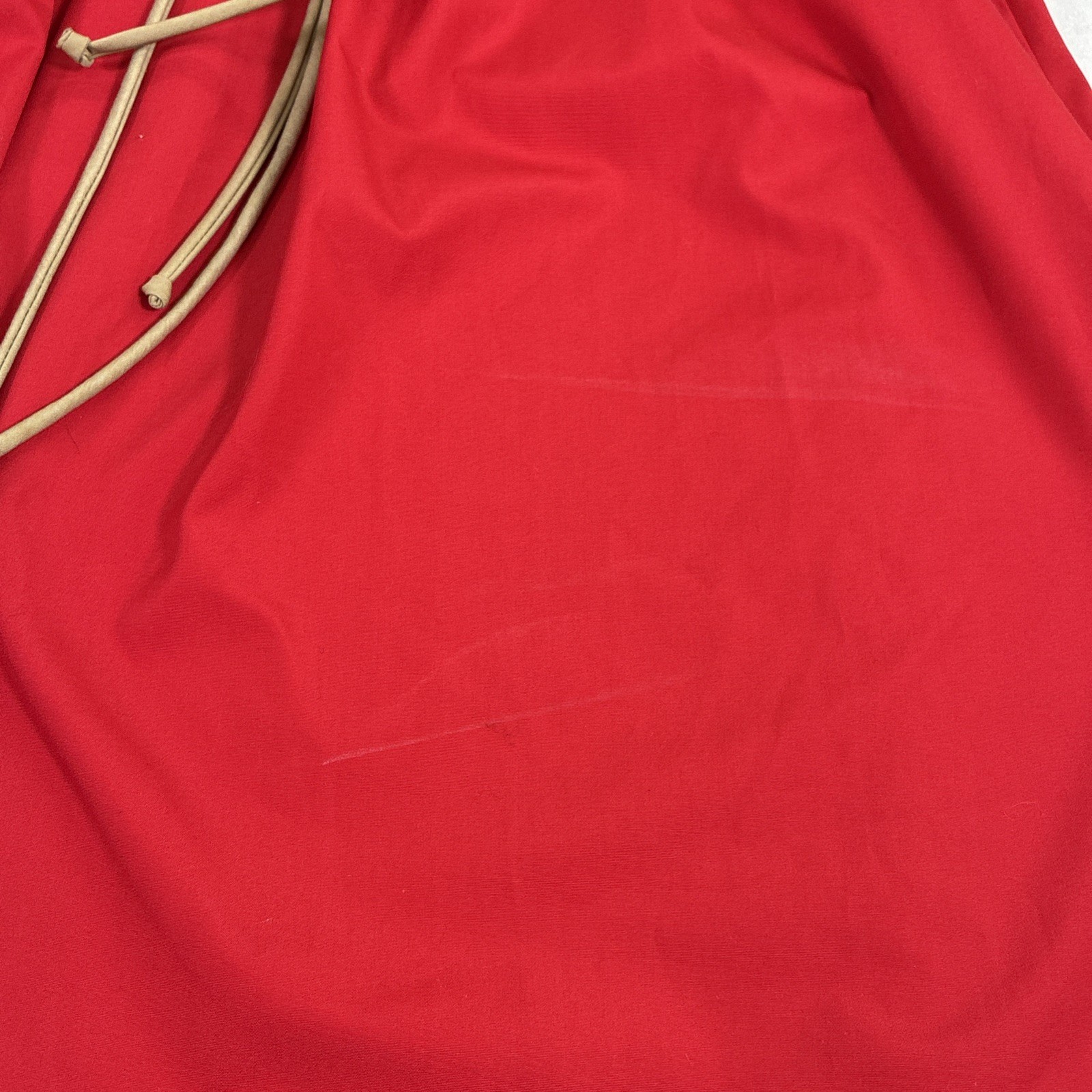 80s Vintage Red & Tan Shirt Dress Belted Button Front Fit Flare Womens Day Dress