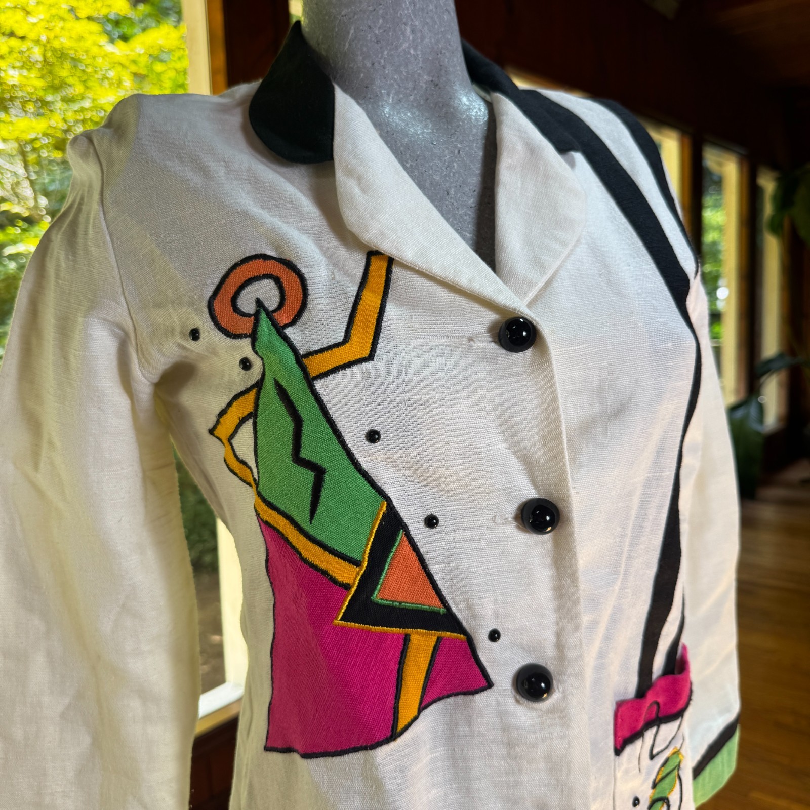 Vintage 80s Explosion Abstract Geometric Memphis Milano Art Blazer Size Medium