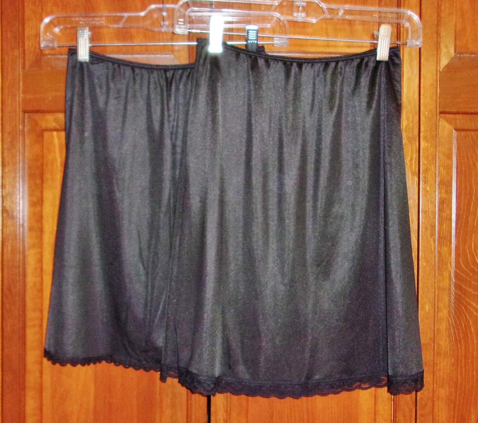 2 Warner’s Black Half Slips – 17″ Long – Sz SMALL – BOTH NEED SEAM REPAIR