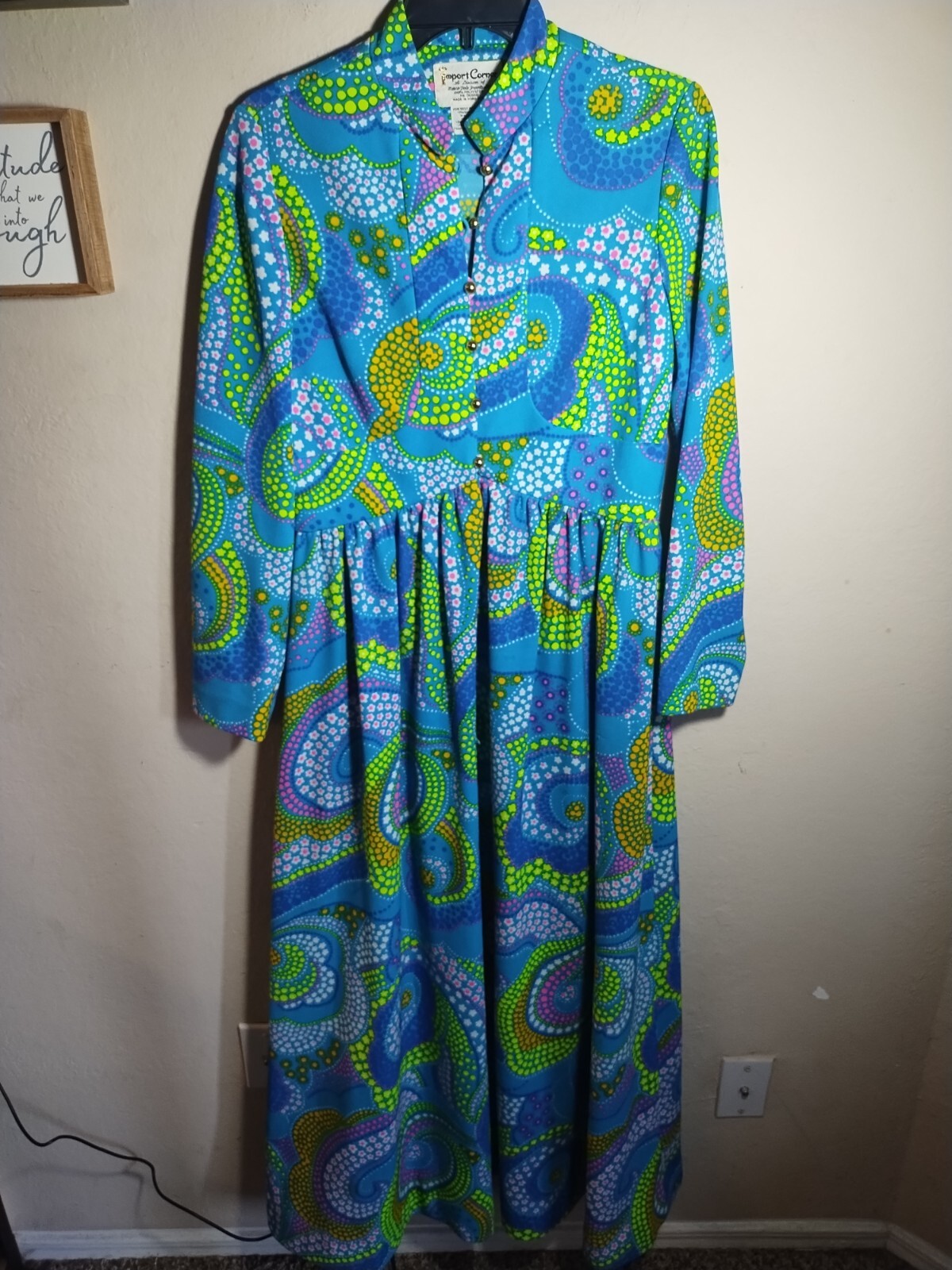 Vintage Import Corner Dress Maxi Colorful 1960s 1970s Women M READ DESCRIPTION