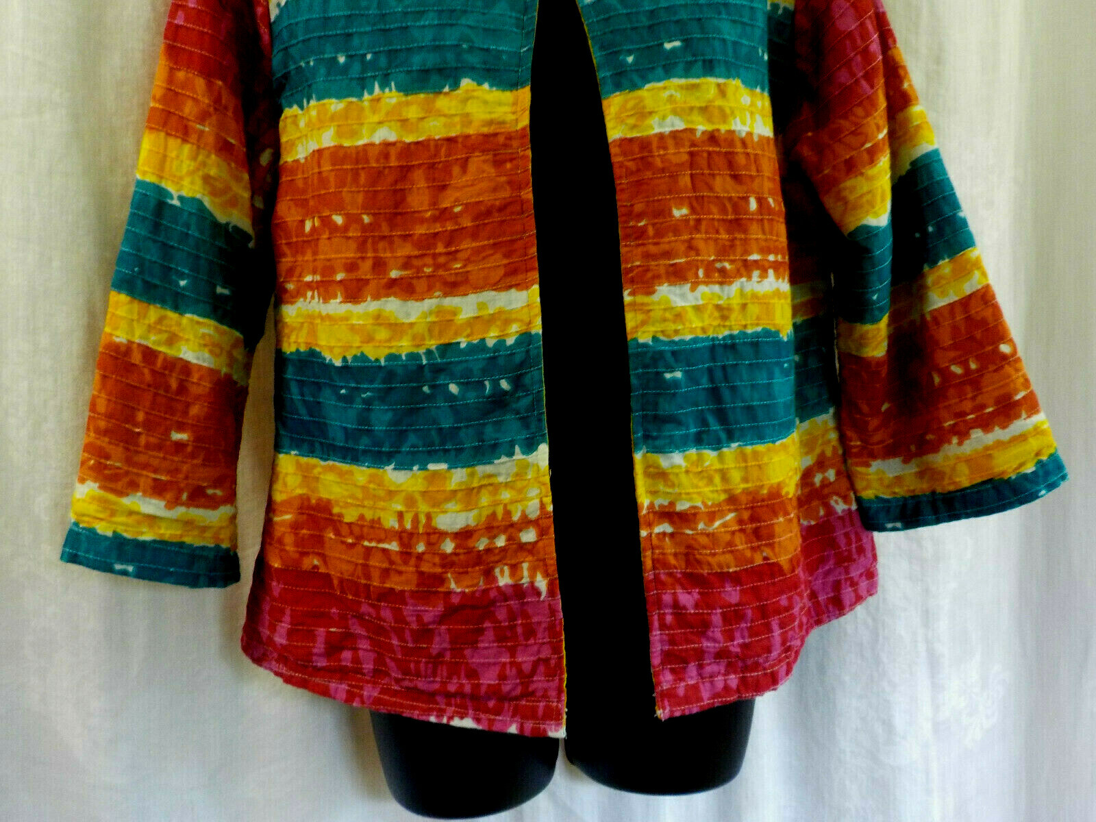 Vintage Choices 1980’s Jacket Size S Color Block + 100% Cotton 3/4 Sleeves Lined