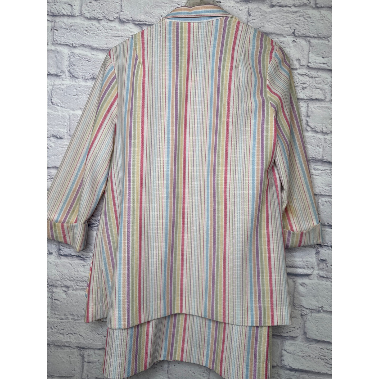 Ko Ko Knits Vintage Women’s 2 Piece Multicolor Striped Skirt Suit Size 8