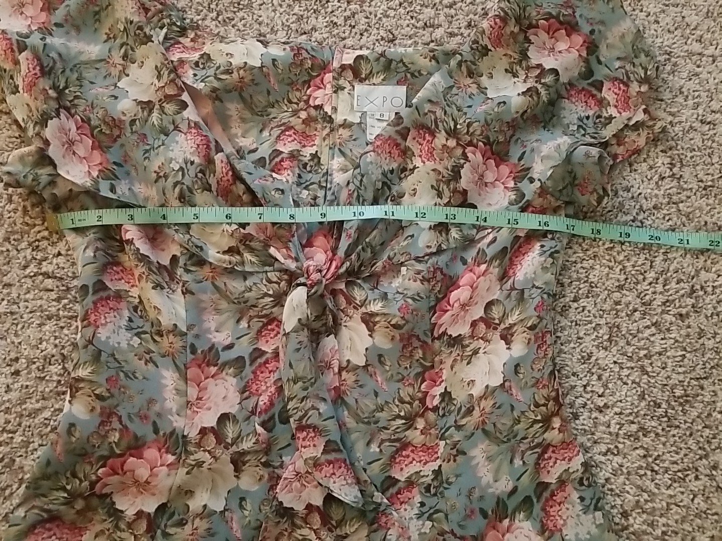 VTG Expo Floral Cottagecore Tea Party Dress Floral Size 8 Midi Sage Green Ivory