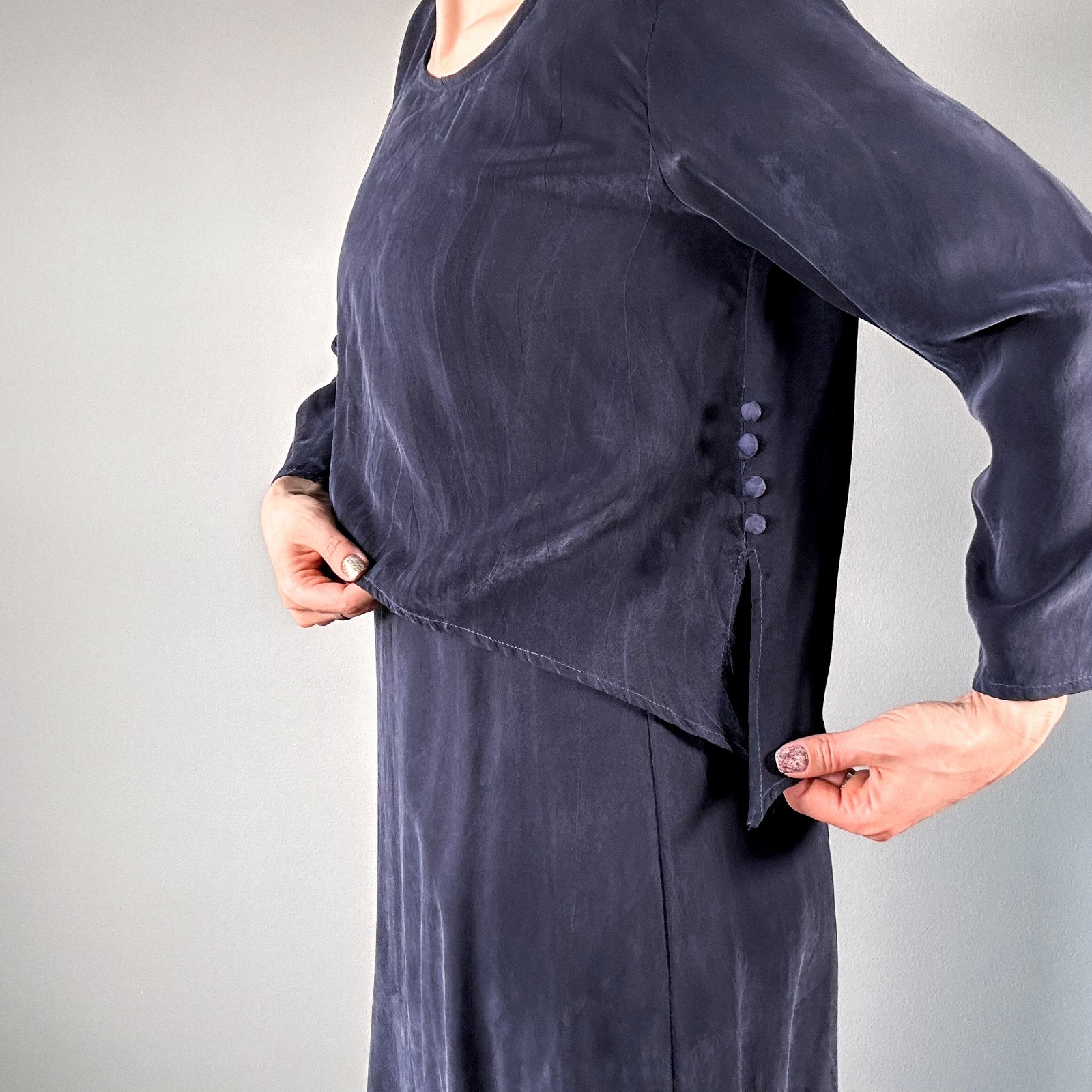 Vintage Rabbit Design Brushed Rayon Blue Dress with Over Top Size 4