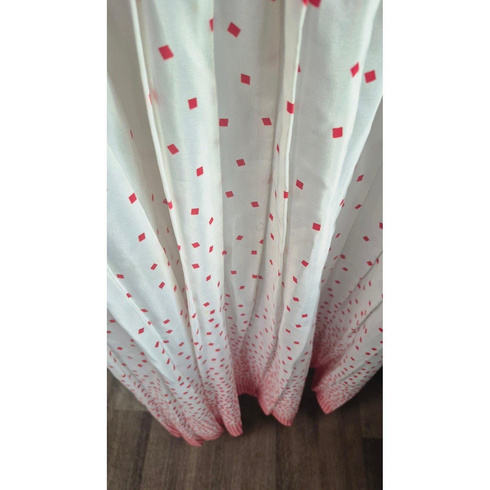 Sweetbriar Vintage Cottagecore Dress Red White Geometric Square Dot Midi 80s 90s
