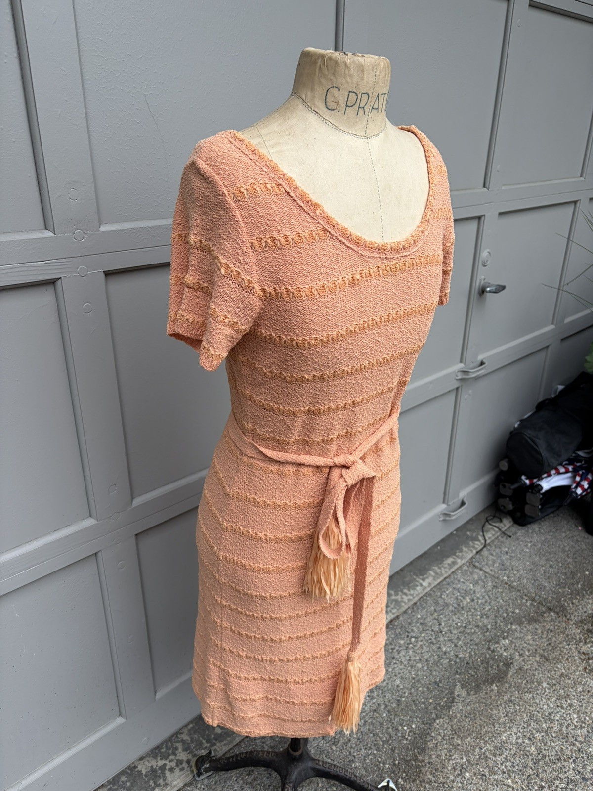VINTAGE California Sportswear Snyderknit Dress – Womens Sz Medium Peach- 1940s