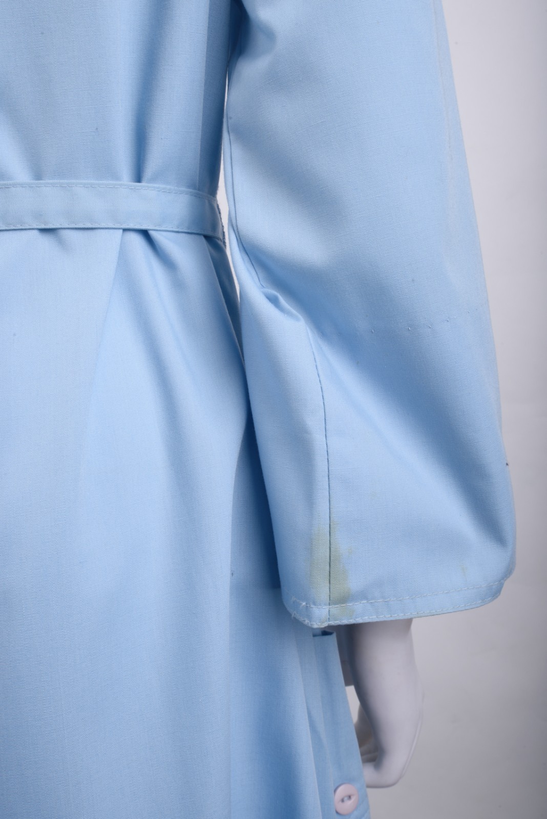 Vintage Serbin of Florida Womans Shirt Dress Size 12 Blue Tie Belt Neru Collar