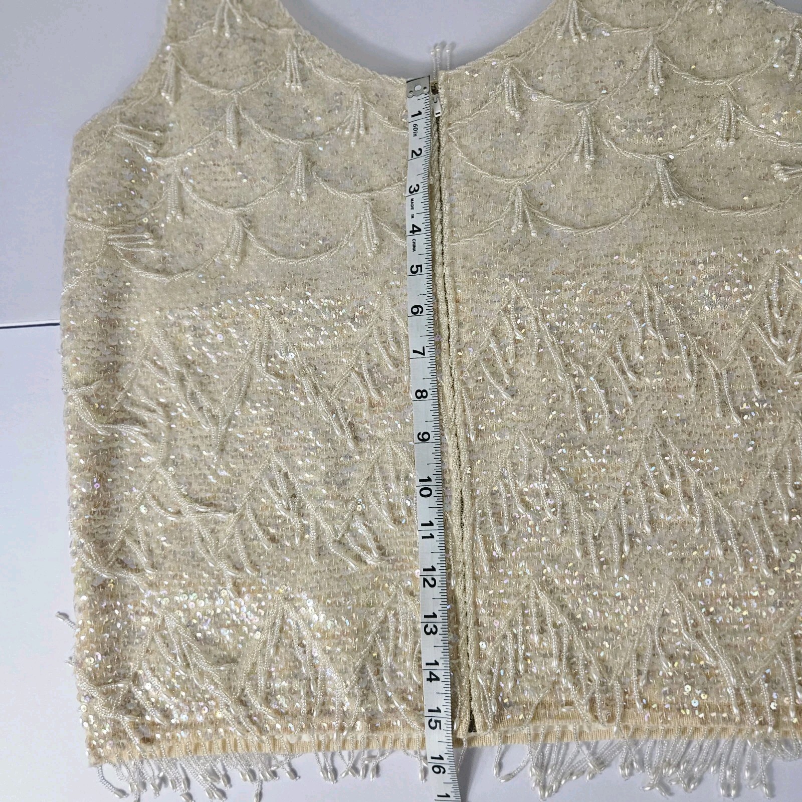 Vintage 1960S Voquemont Sleeveless Tank Top Sweater 100% Beaded And Sequins Sz42