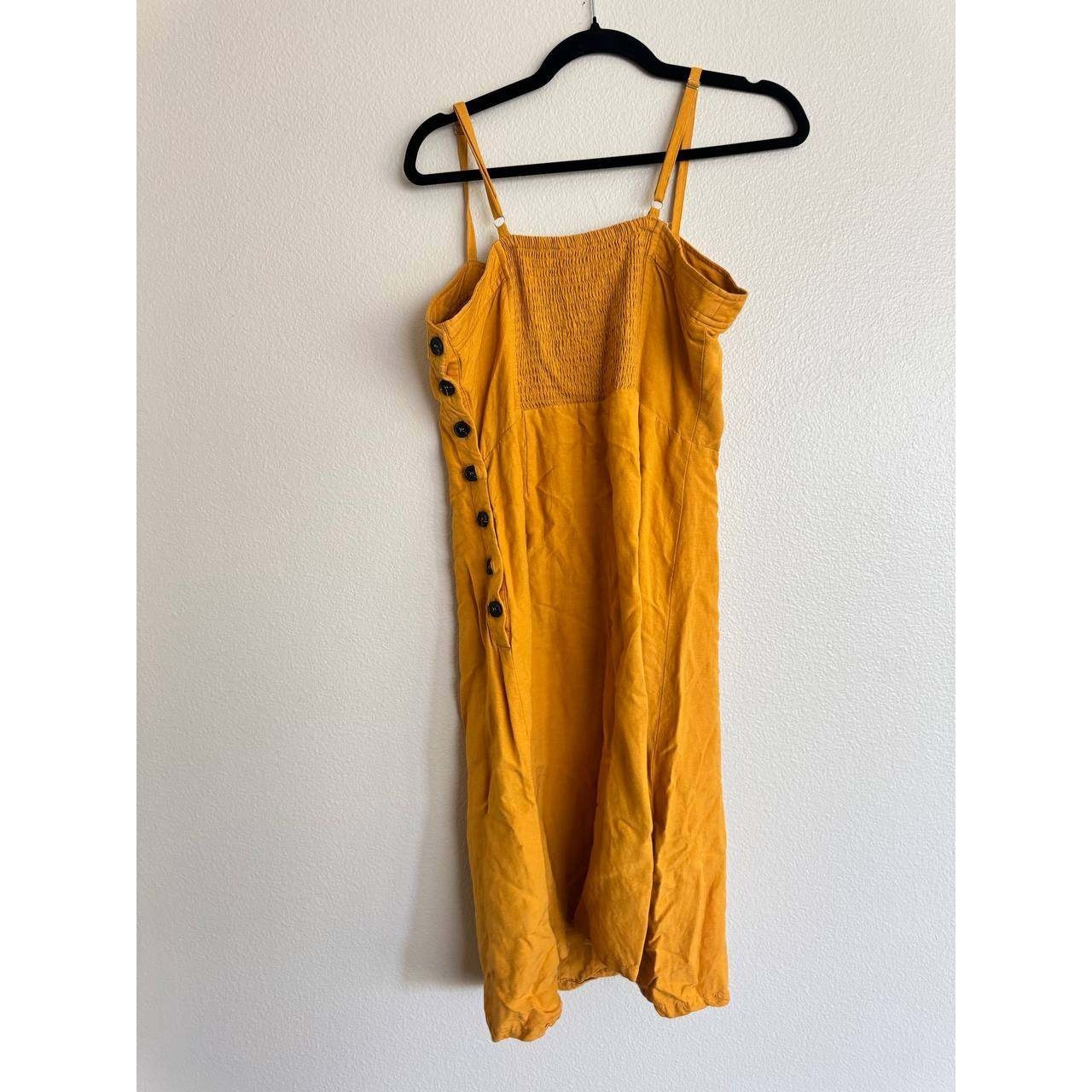 Anthropologie HD In Paris Golden Culotte Dress Linen Smocked Sundress M Boho