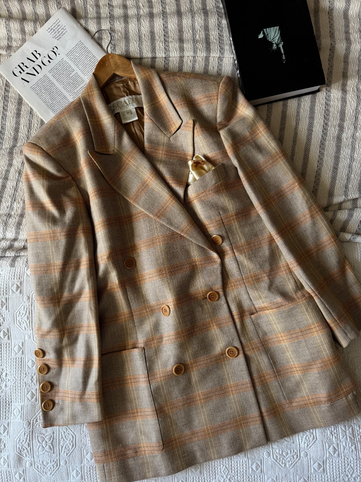 Escada Vintage Rare Blazer Wool Jacket Size 44 Made in West Germany