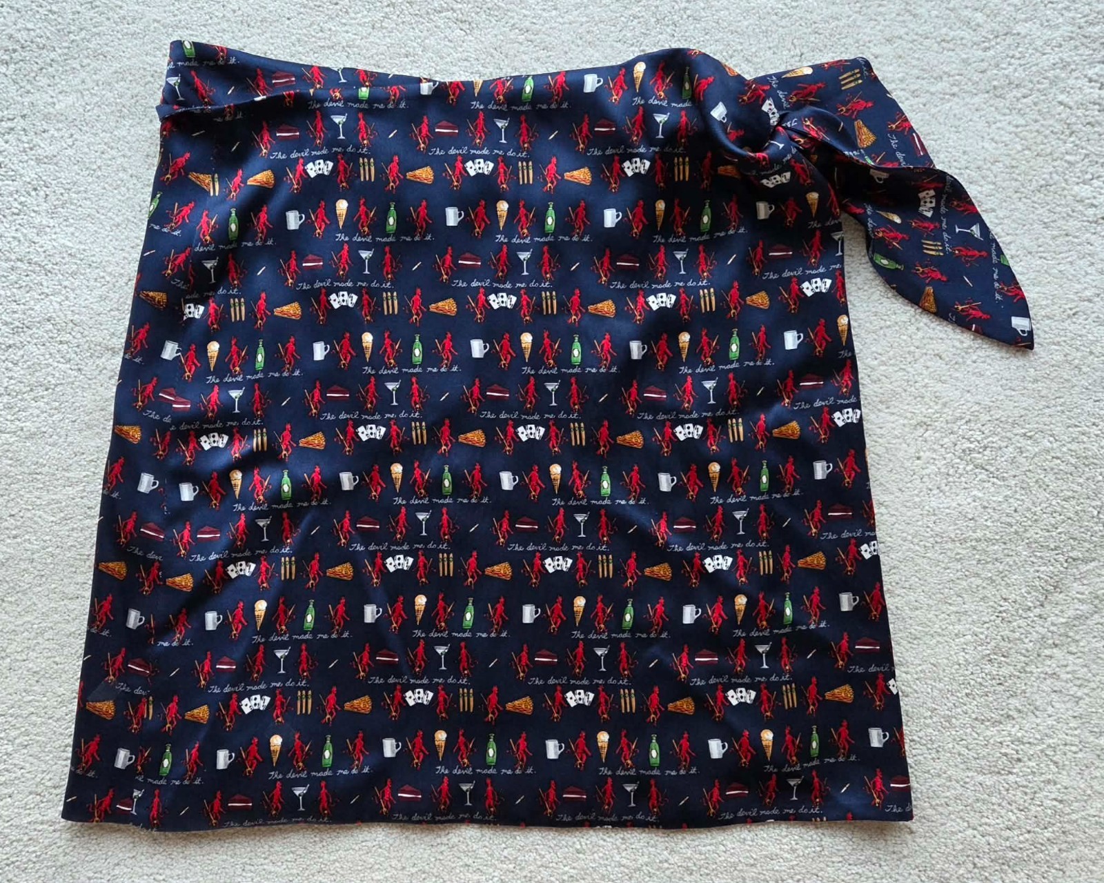 NWOT NICOLE MILLER Silk Limited Edition Wrap Skirt The Devil Made Me Do It – L