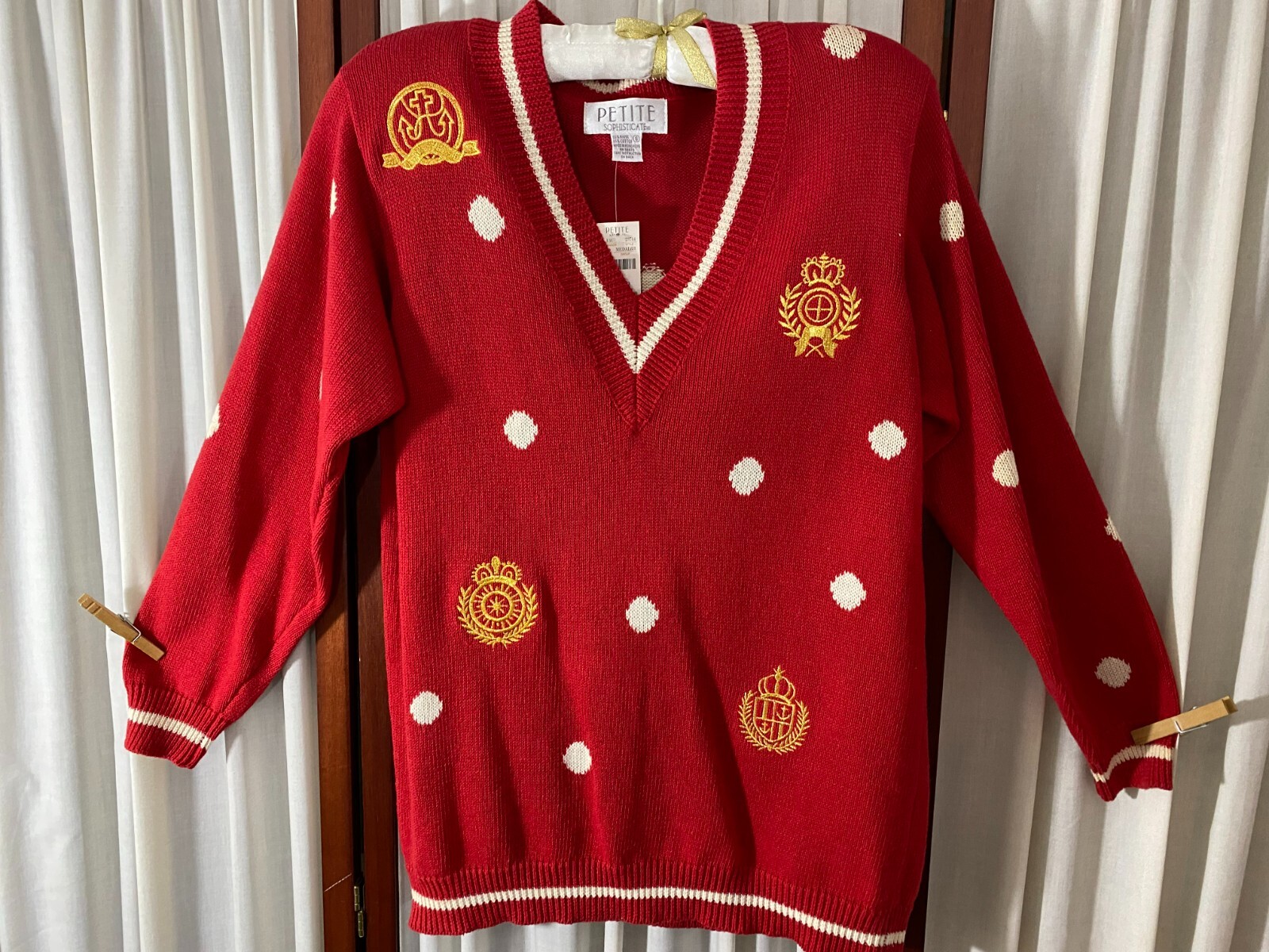 1980s Tunic Sweater-PS-Petite Sophisticate-Red/Gold- MWT -UGLY XMAS SWEATER-SALE