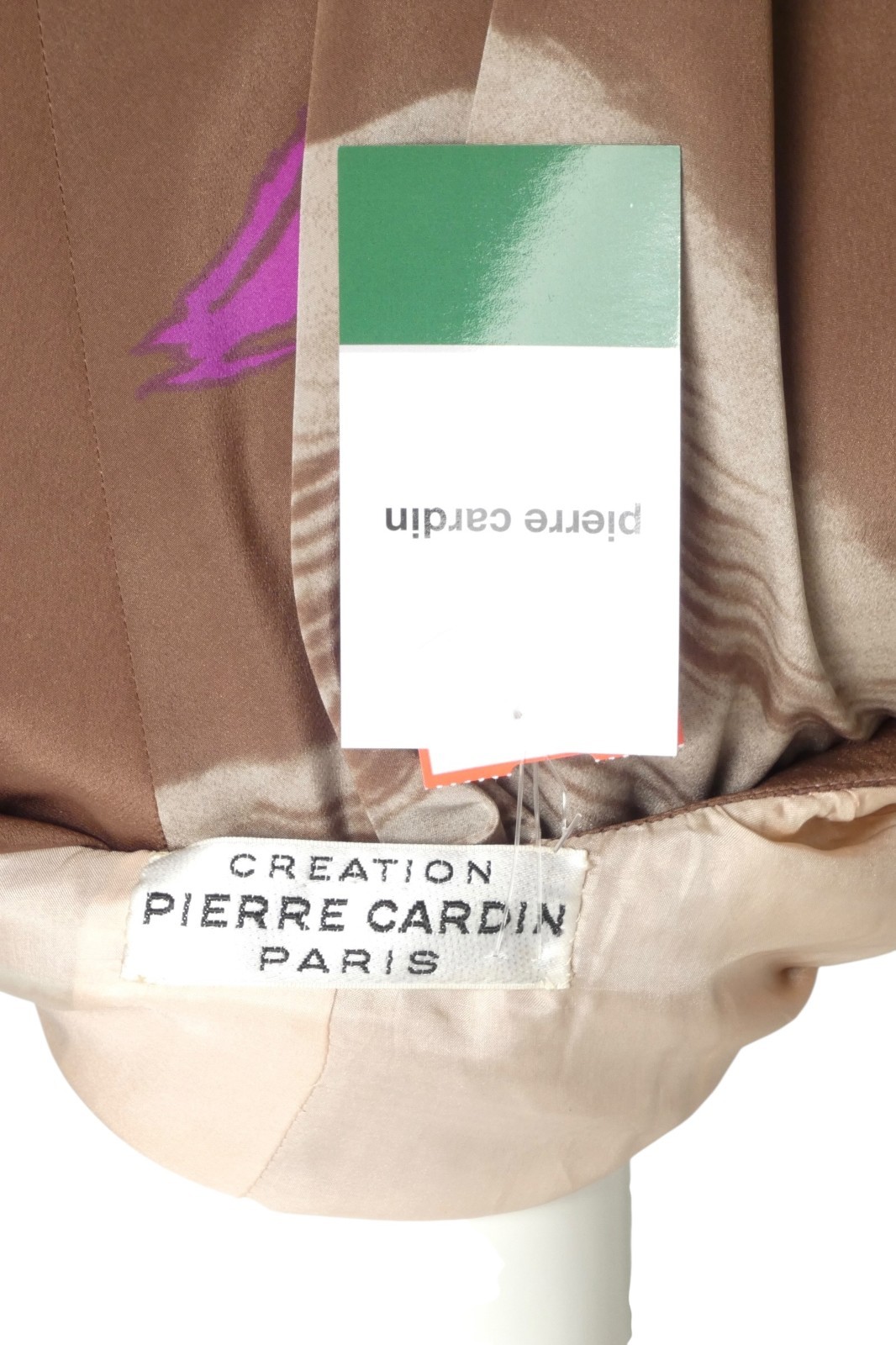 PIERRE CARDIN – 1970s Multi Color Brown Silk Blouse, Size 6
