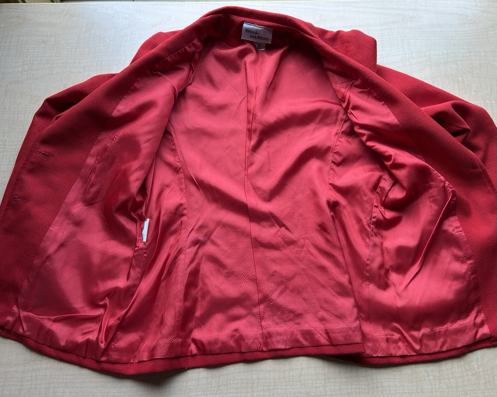 Vintage 80s Brooks Addition Vibrant Red Blazer Corporate Power Suit Jacket 9/10