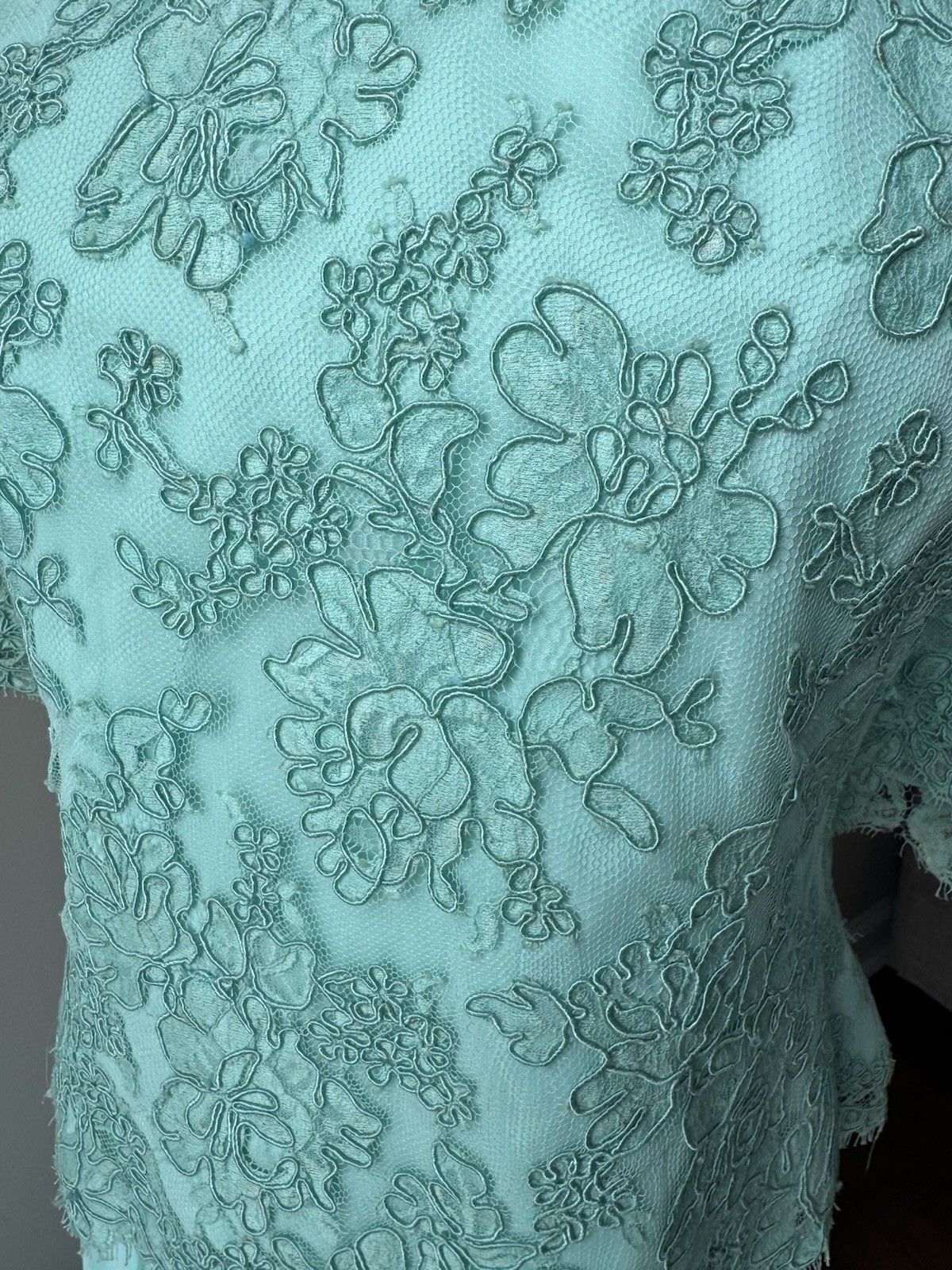 Lace Chiffon Outfit Set 2 Pc Green Skirt Top Formal Womens 12 Vintage Gene Roye