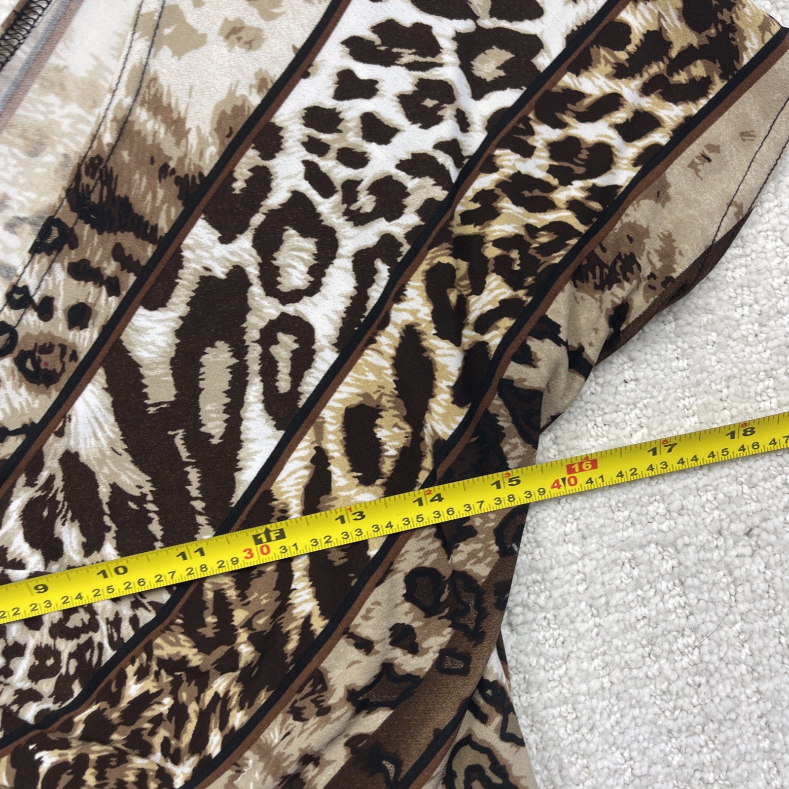 Y2K Artex Artsy Glam Top Shirt Sz M Animal Print Ruched V-Neck Canada Made