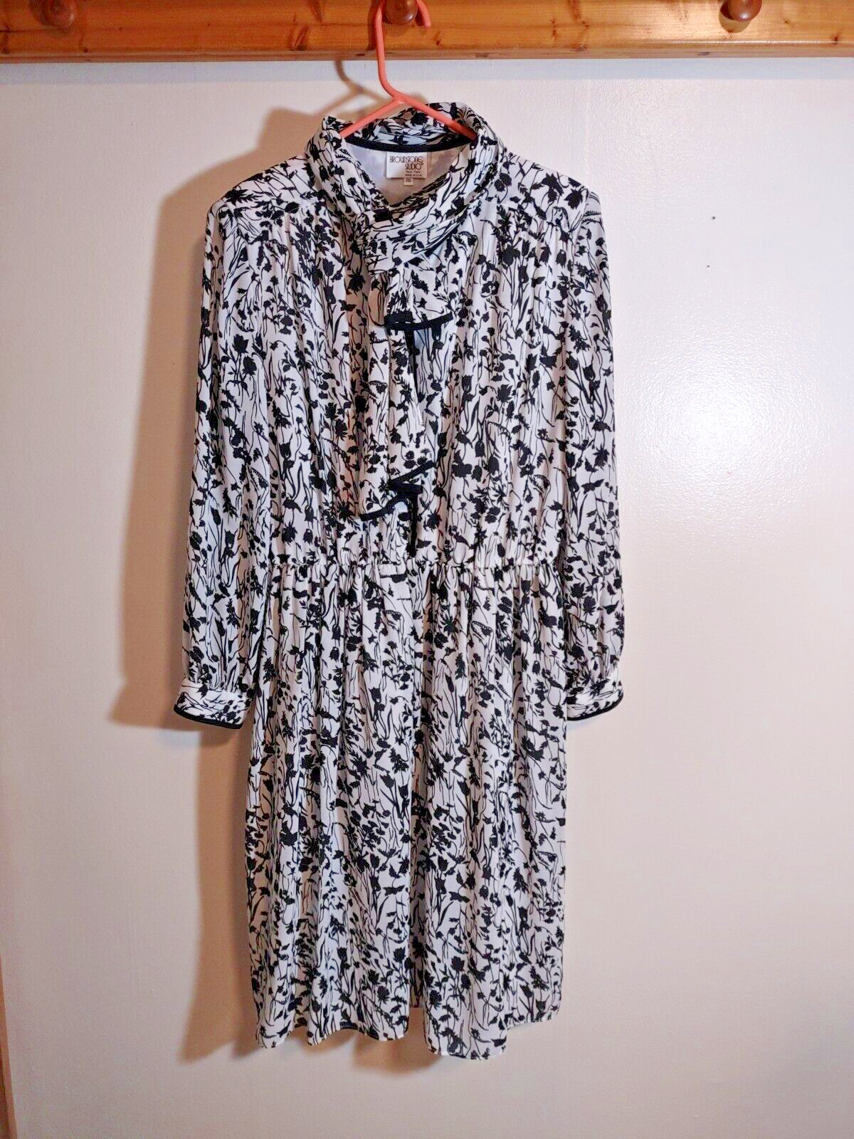 Brownstone Studio USA Women’s 16 Black White Floral Dress Scarf Combo Vintage