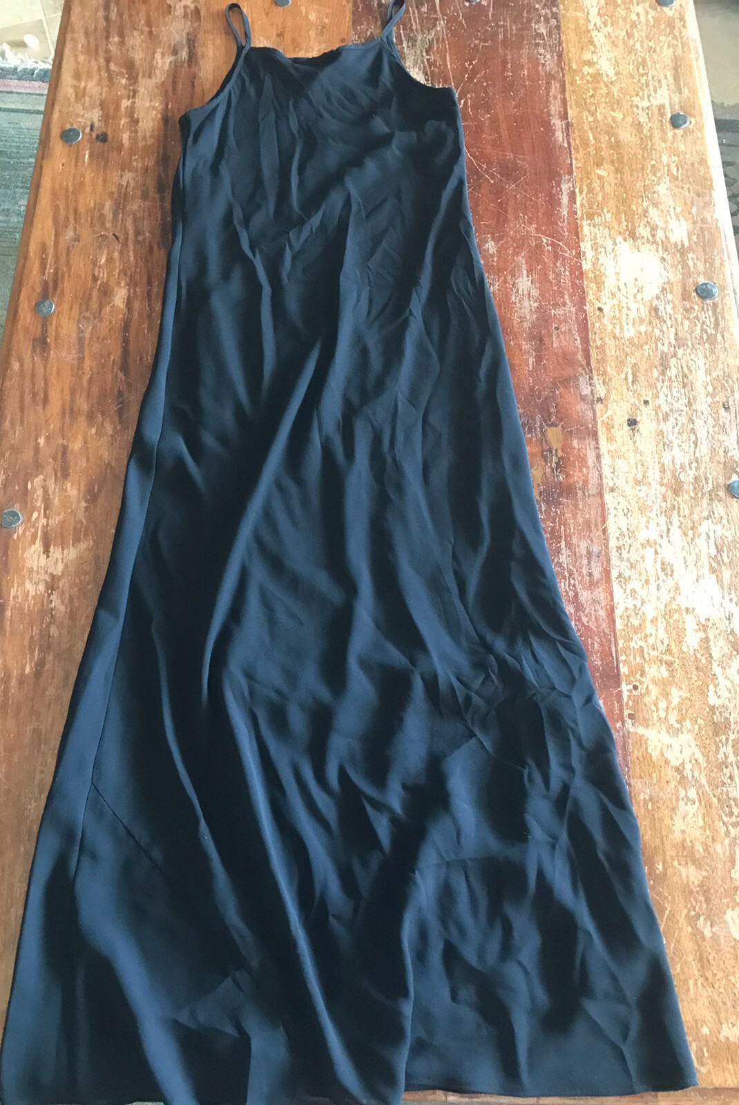 vtg 1990s long solid black maxi dress classic elegant design loose 90s fit USA