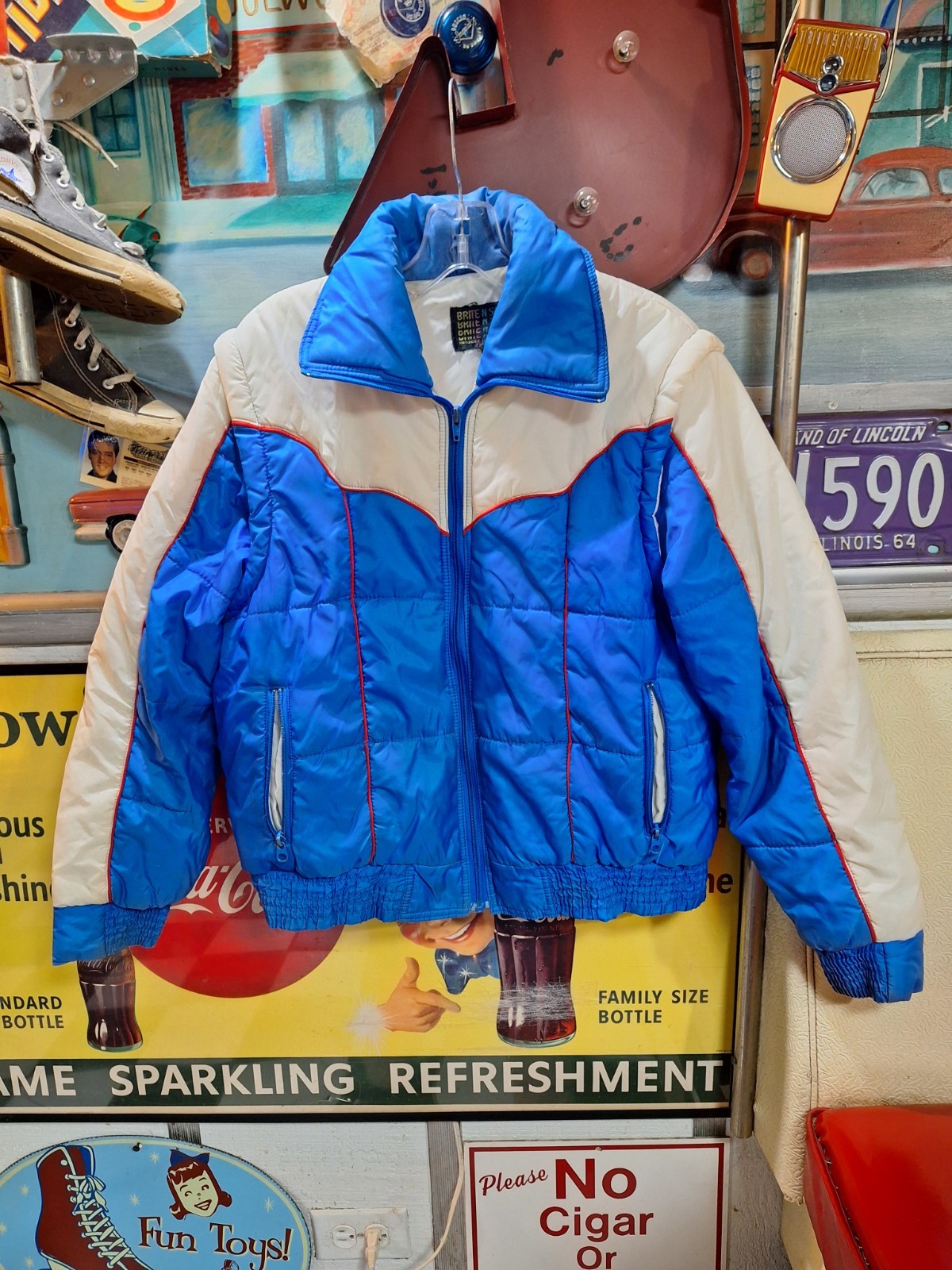 True VTG Mid-century 1970s 80s Brite N Sassy Puffer Ski Jacket Vest Snow Bunny L