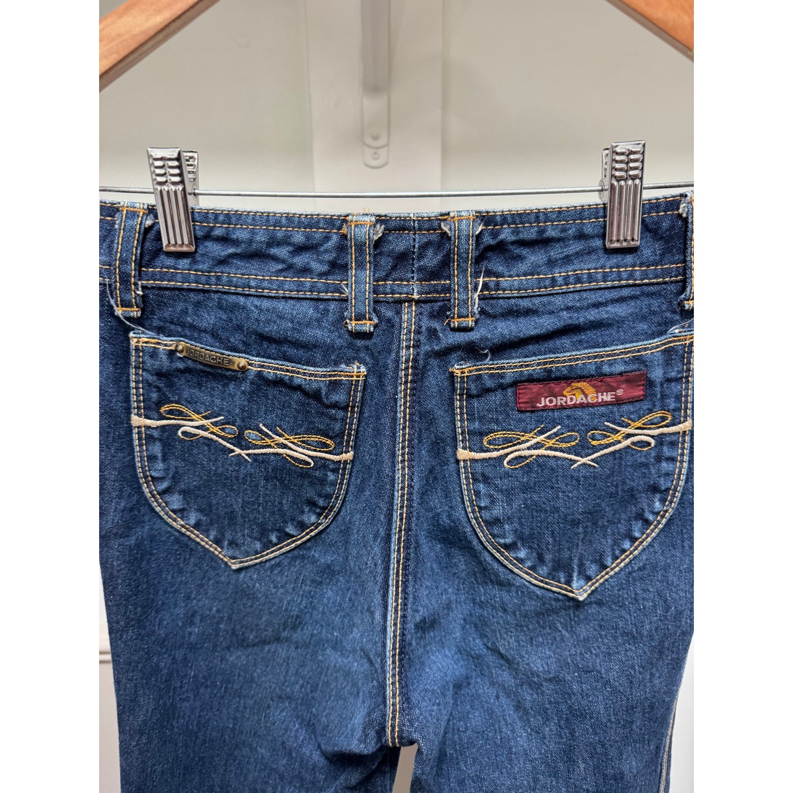 Jordache Jeans Womens 27 Blue Vintage High Rise Heart Pocket Straight Leg Denim