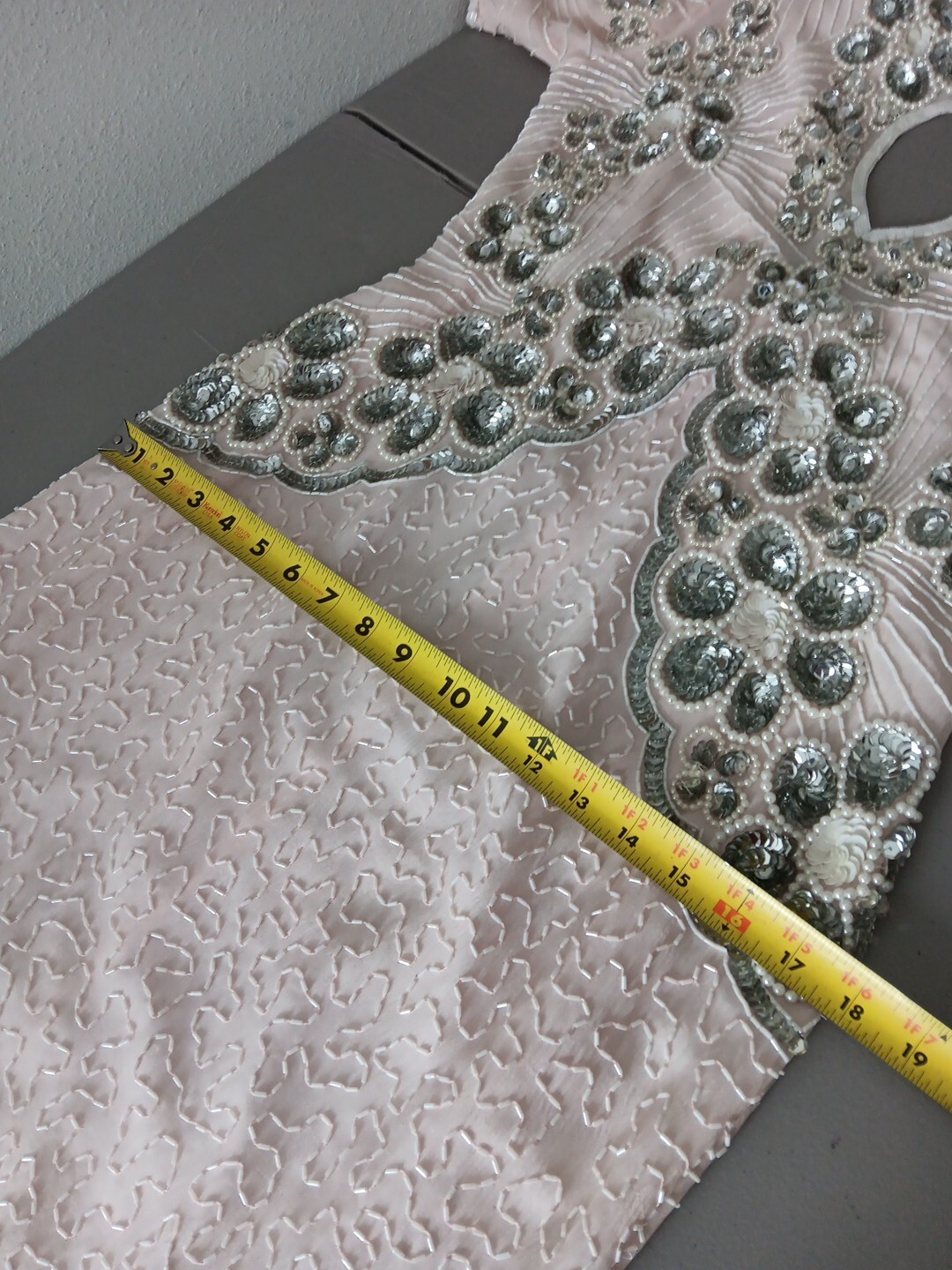 Jennifer Evening Gown Medium Light Pink Midi Silk Bead Sequin Keyhole NEW Bridal