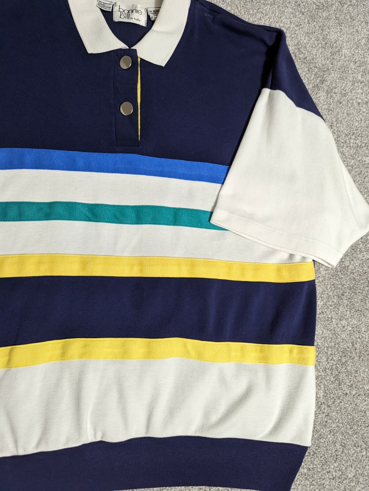 Vintage ’90s Bonnie and Bill by Holly Multicolor Polo Top w/ Metal Buttons L
