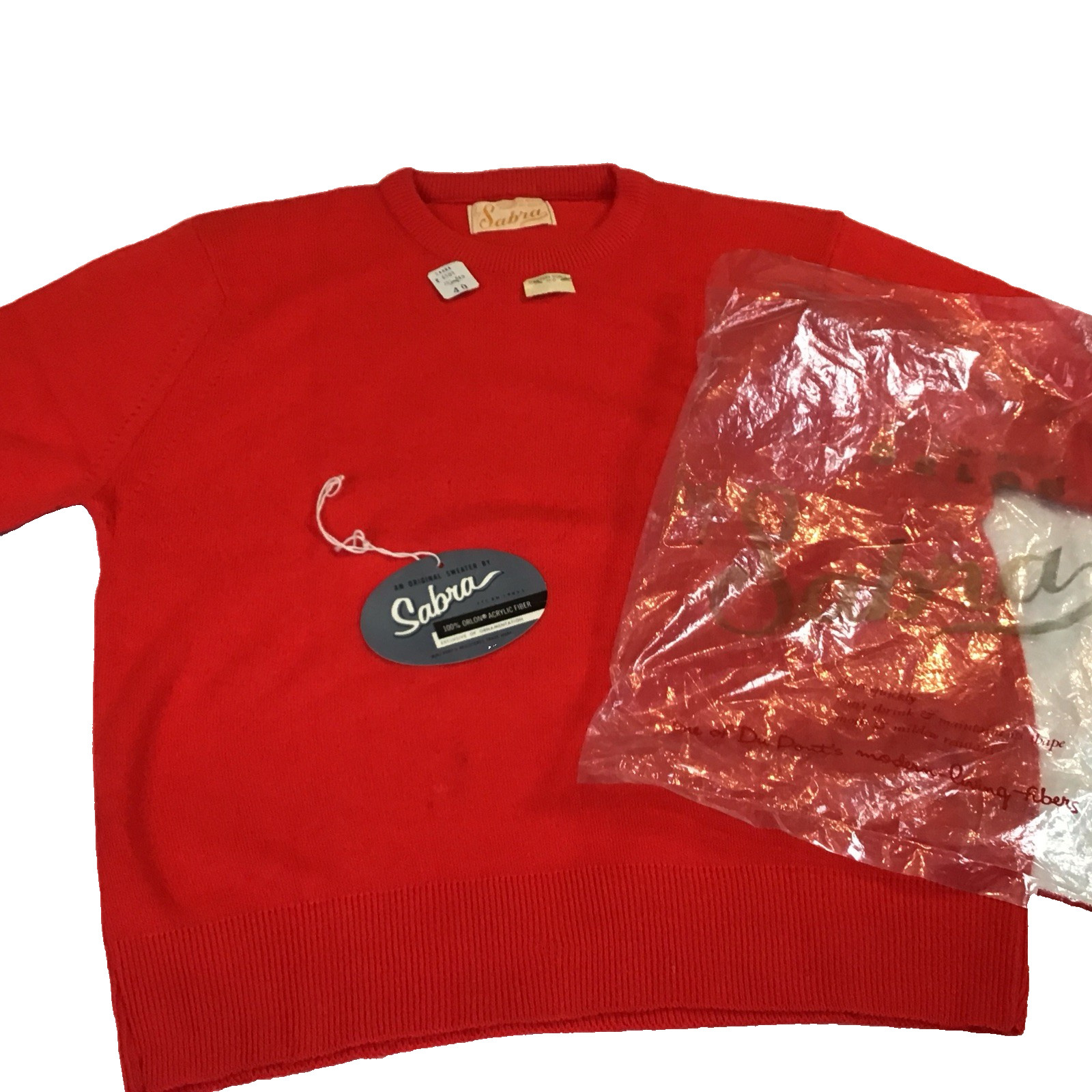 Womens Vintage Sabra Acrylic Orlon Sweater Soft Cozy Red 50s Pinup SS Pullover