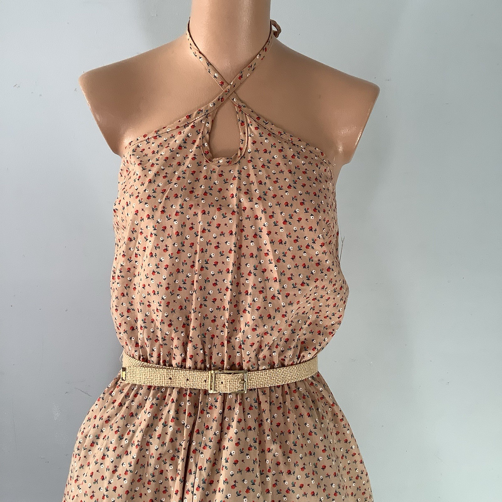 VTG 1970’s PBJ By Jerell Of Dallas Deadstock Ditsy Floral Print Halter Dress
