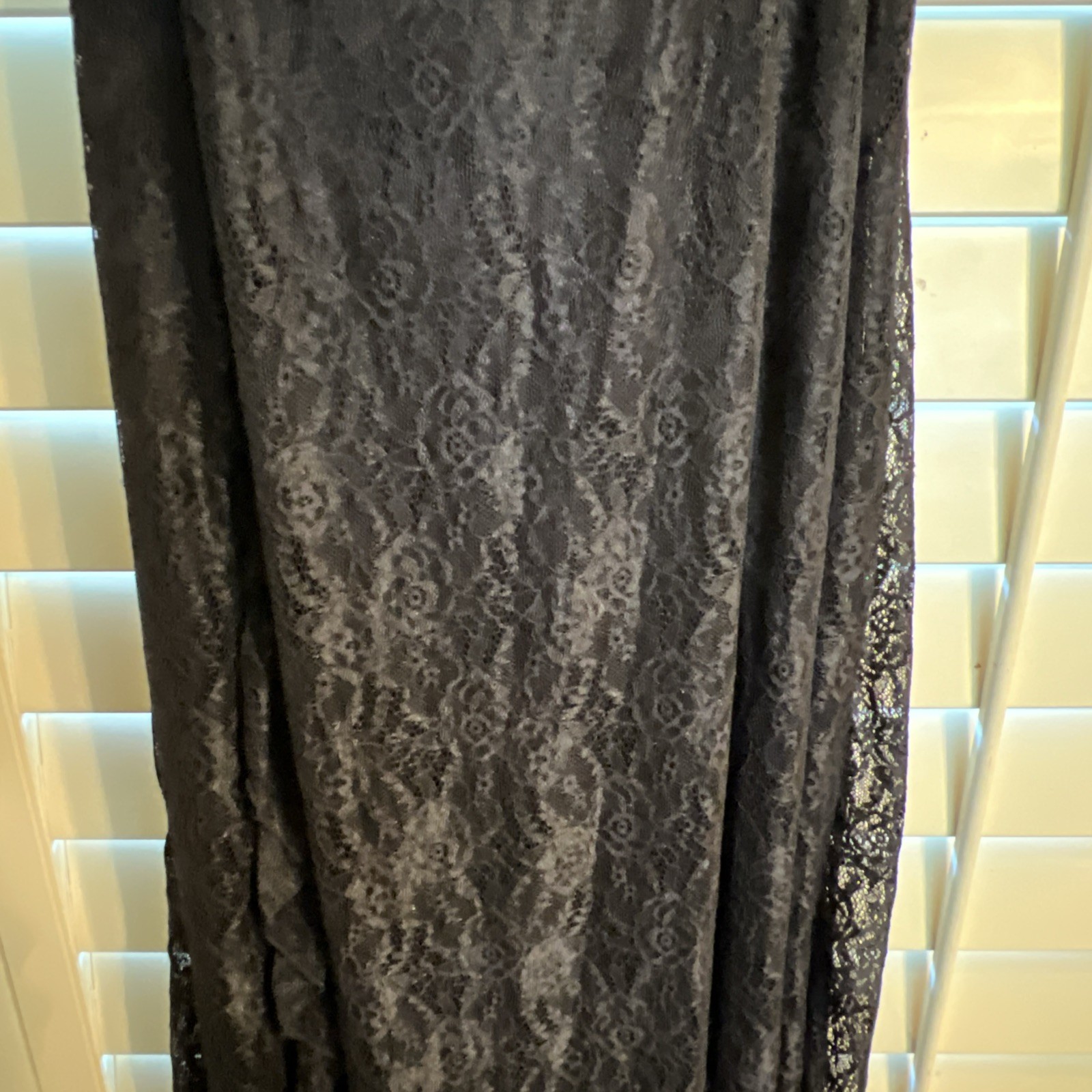 Black Lace Maxi Slip Dress Flowy Goth Sheer Layer Witchy Halloween