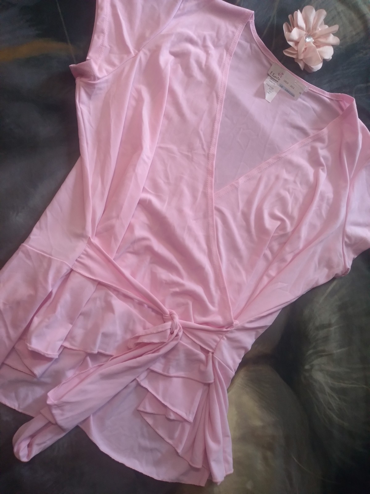 Vintage DEB Top By I Love You 1x Pink Tie Front Fitted 90s Y2K New With Tag