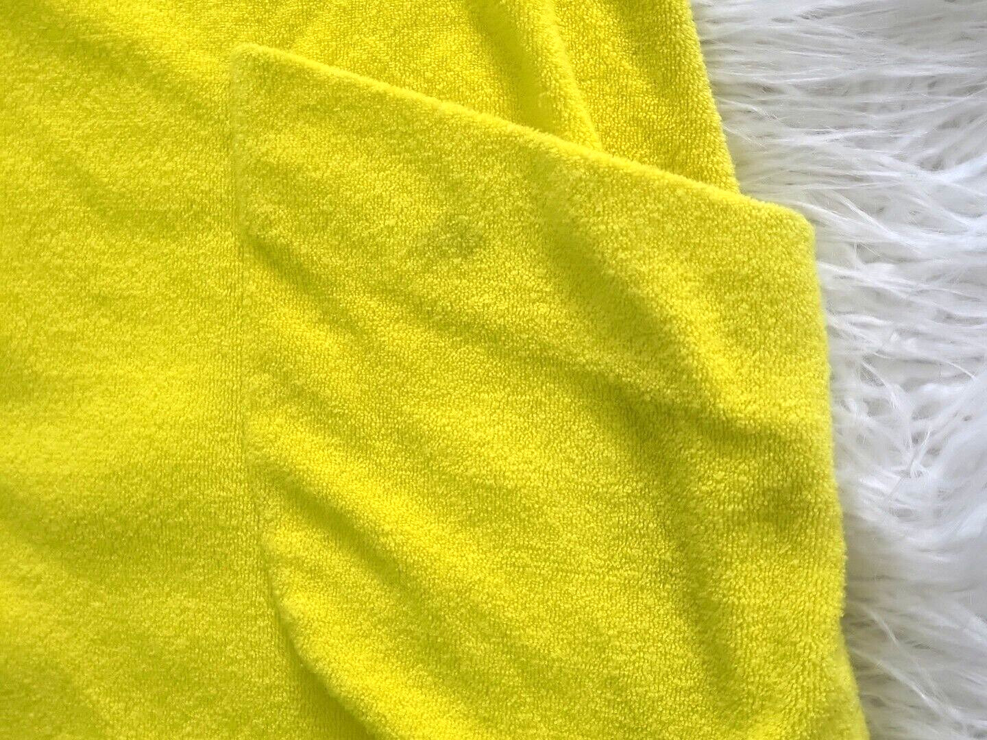 VTG 60s 70s Terry Cloth DeWeese Design Swim Coverup Dress Zip Size L Yellow Mod