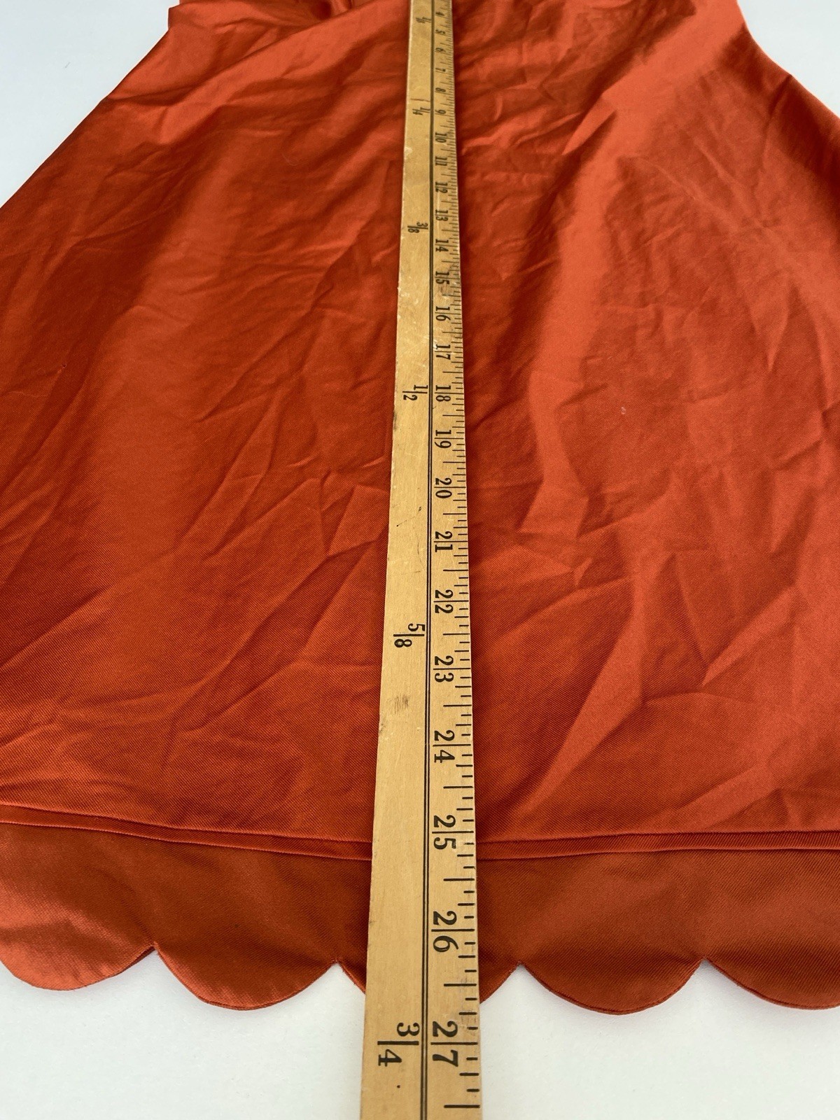 Vintage 70s Vanity Fair 34 S Slip Dress Scalloped Hem Burnt Orange