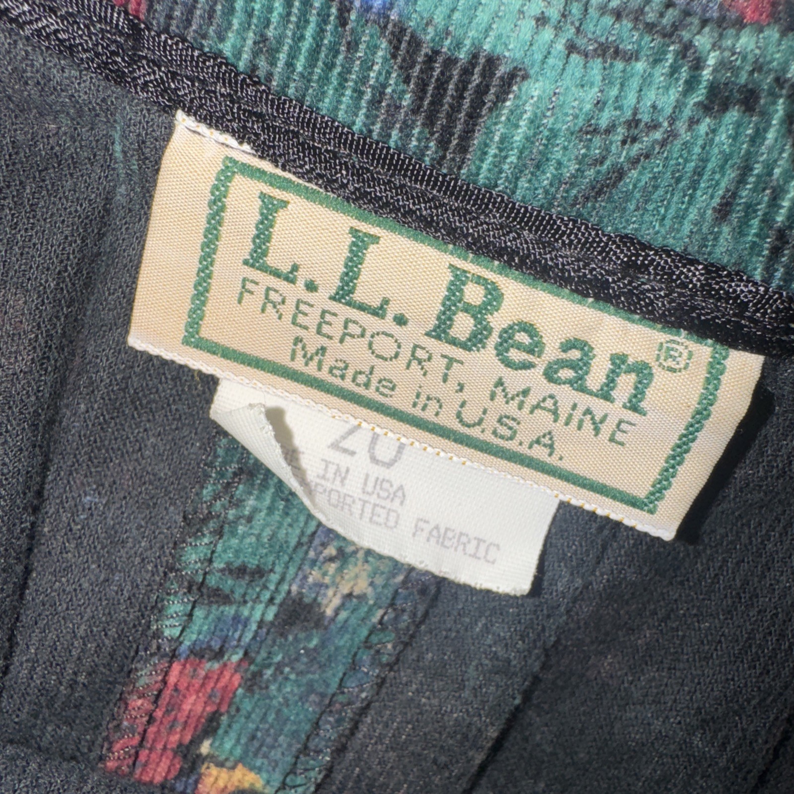 Vintage L.L. Bean Corduroy Maxi Skirt Women’s 16p (32″) Floral And Peaches Print
