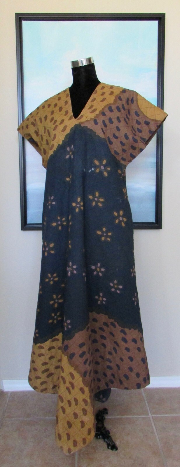 VTG 1970’s MARIMEKKO Suomi Finland Quilted Cotton Maxi Dress Sz S