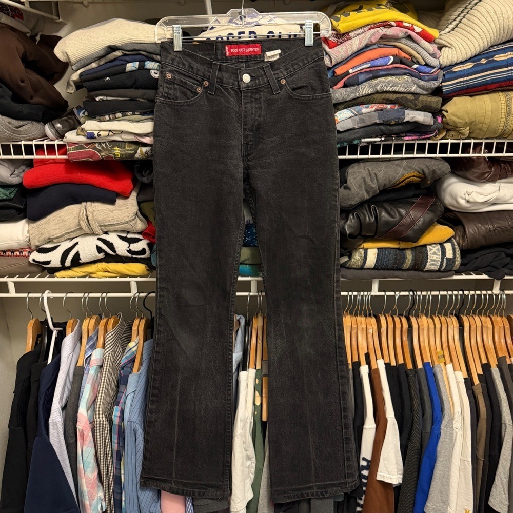 Vintage Levi’s 517 Boot Cut Junior Cut Jeans Womens 3 (26×30) Black USA Stretch