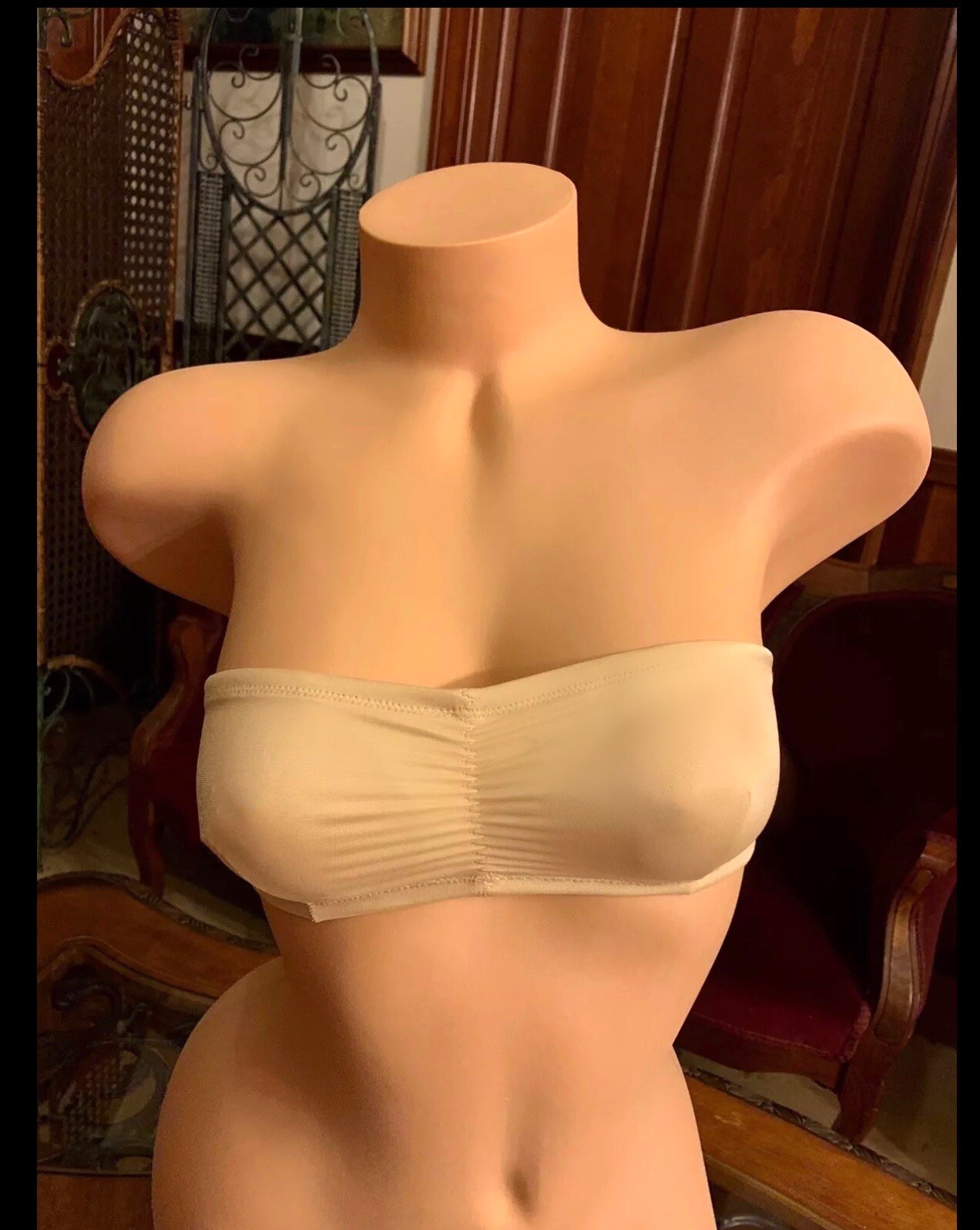 Vintage Strapless Tube Bra Beige Nude Antron Spandex 1970s NEW Fits 32 A, B, & C