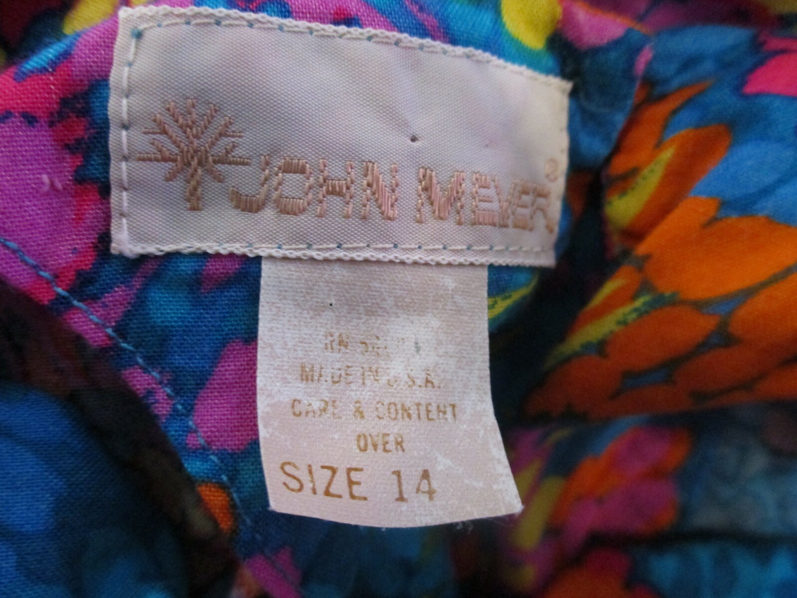 VTG John Meyer Top Size 14 Bright Floral Print Pullover Drop Shoulder USA Made
