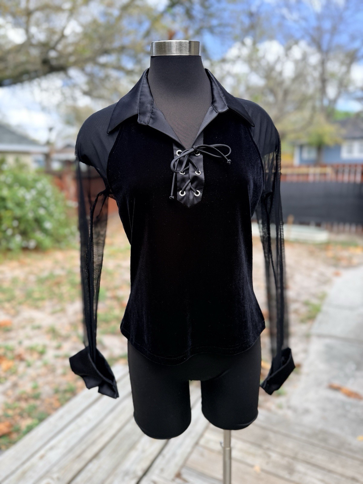 Vintage 90s Niki By Niki Livas Velvet Mesh Blouse Top