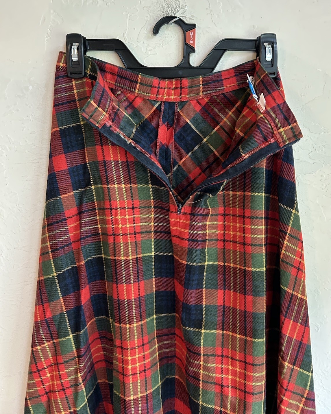 Vintage 60s 70s John Meyer Plaid Wool A Line Maxi Skirt 8 Preppy Academia Bias