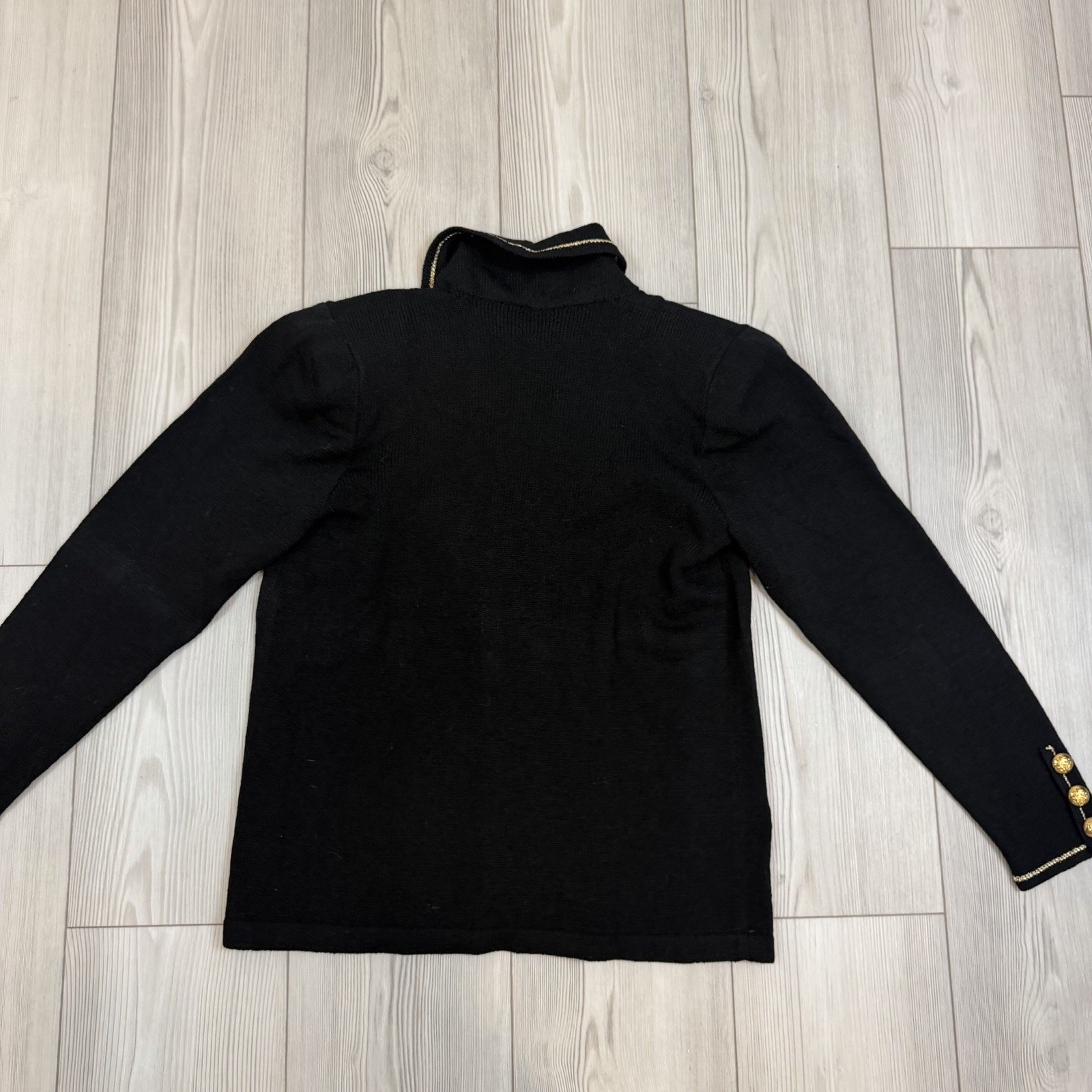Vintage Don Sayres For Wellmore Wool Blend Black Blazer Gold Embellishment 8